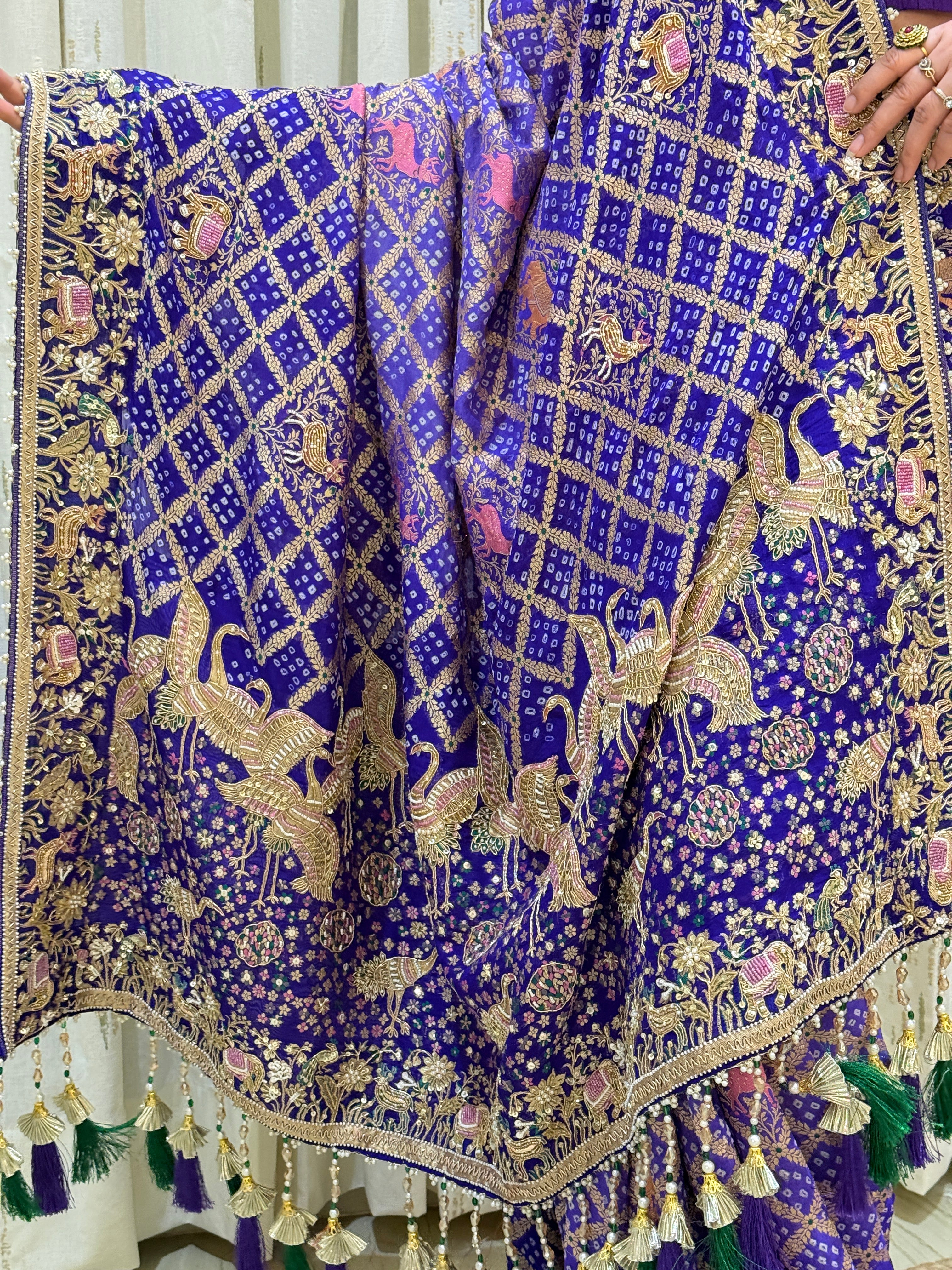 Mishti Bridal Kadva Zari Meenakari Bandhani Saree