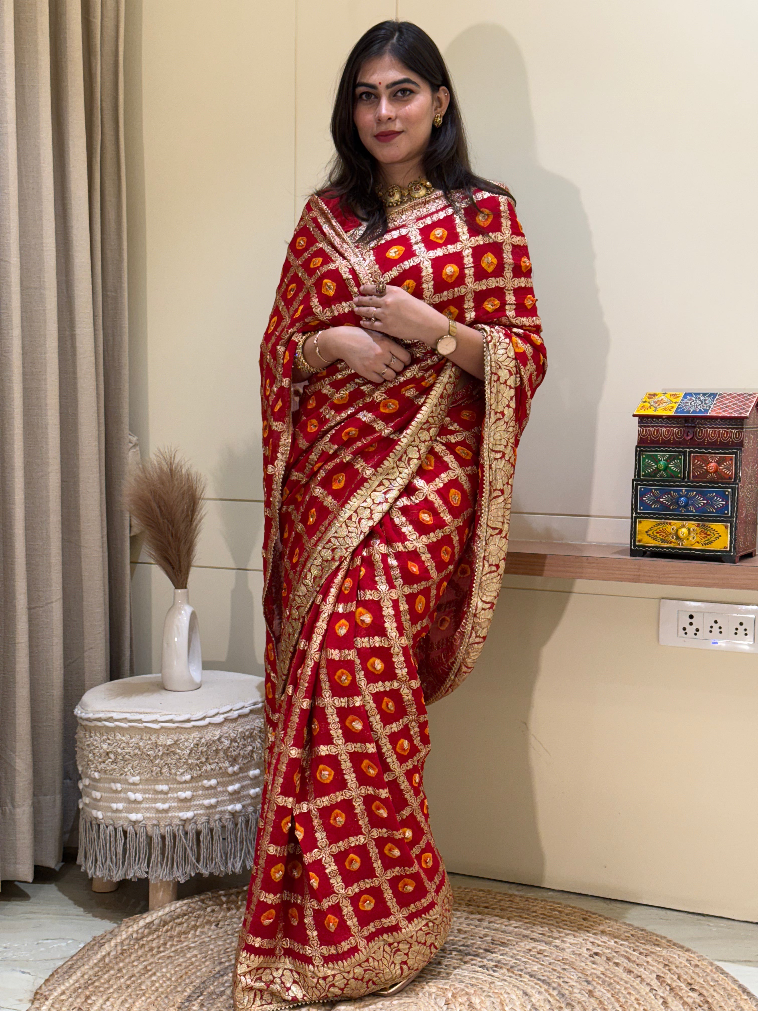 Taniya Bandhani Ghatchola Saree