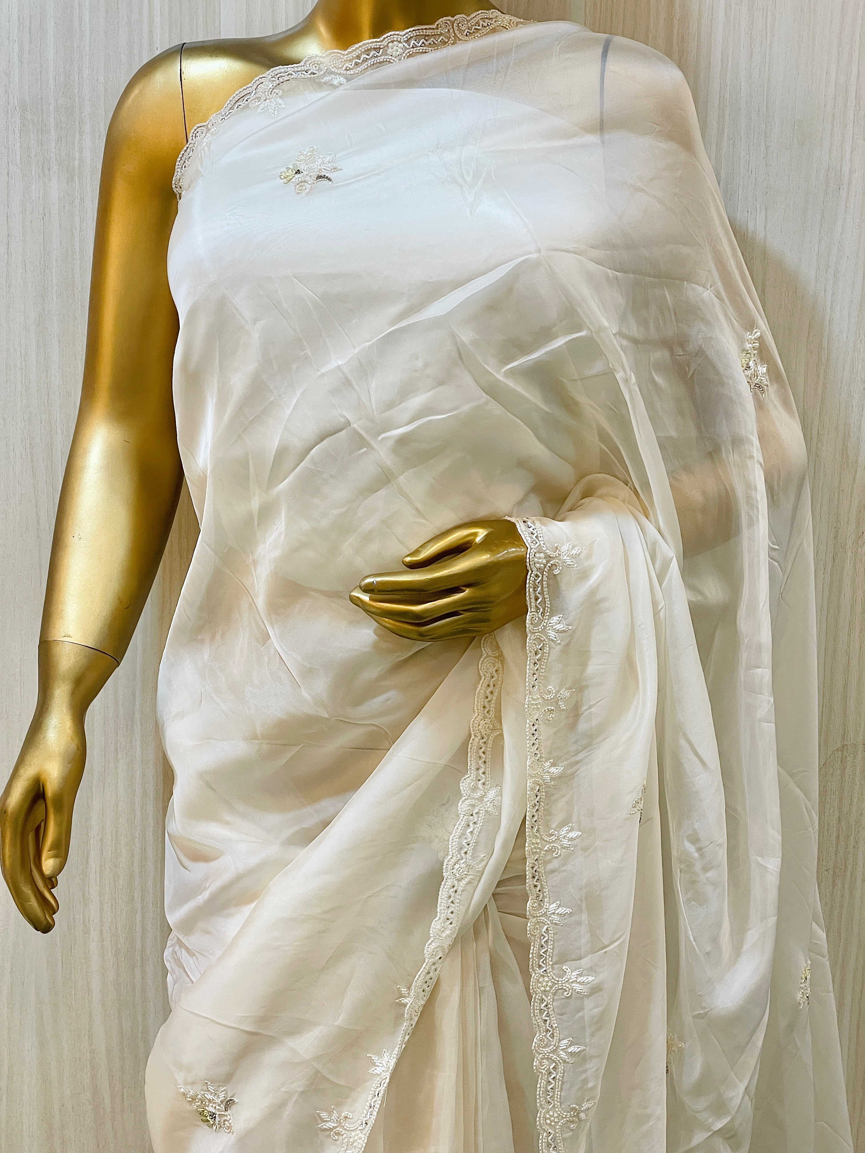 Summery White Organza Saree