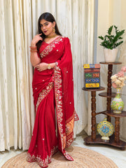 Shailja Red Georgette Saree