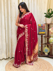 Anika Maroon Georgette Saree