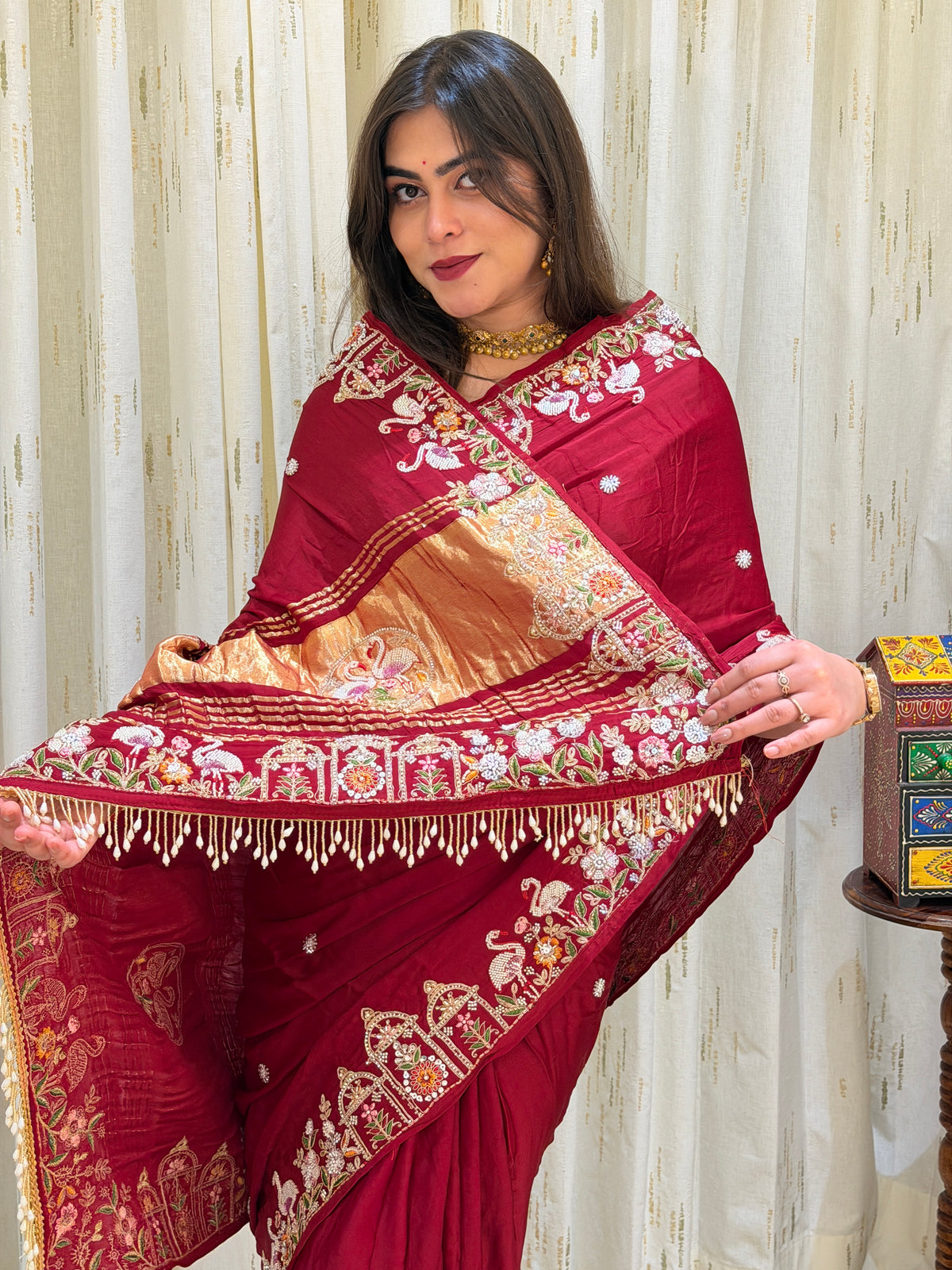 Anika Maroon Georgette Saree