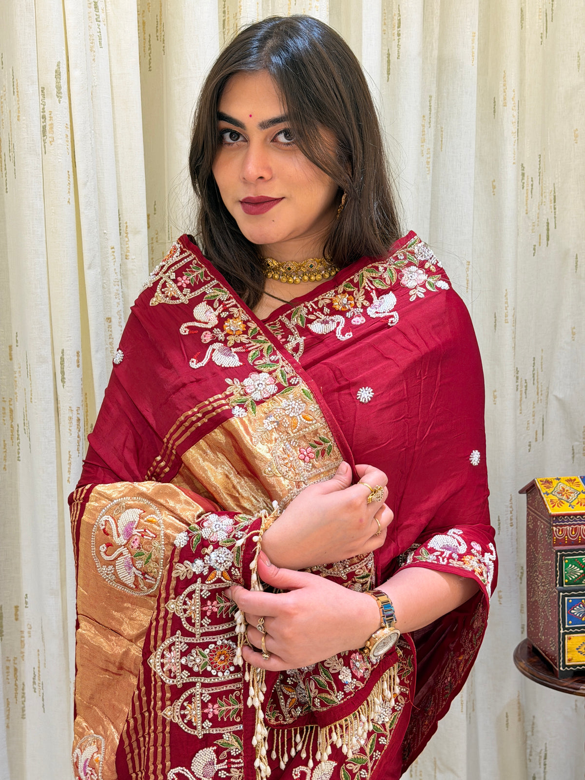 Anika Maroon Georgette Saree