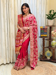 Ramya Red Gajji Silk Saree