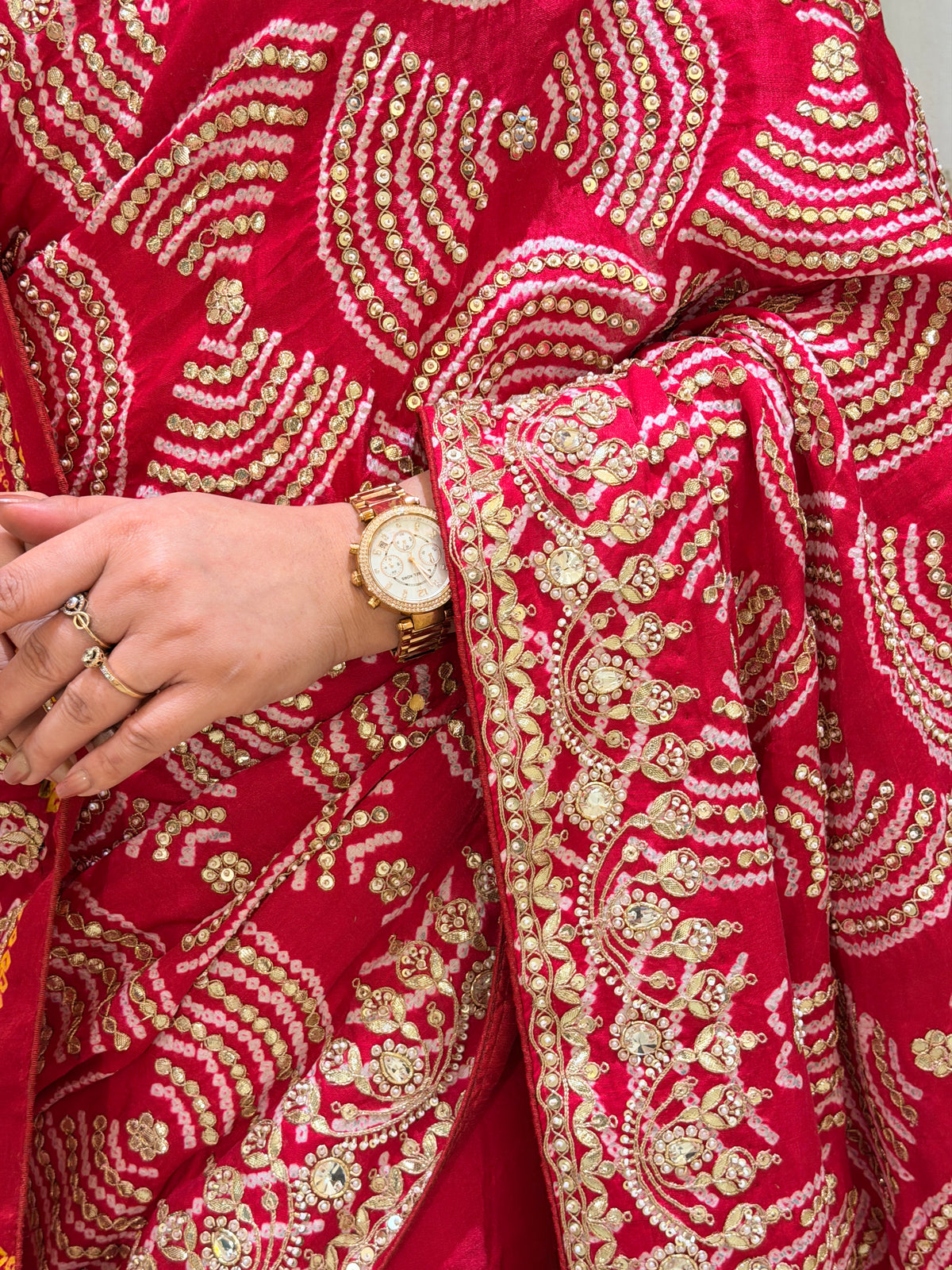 Ramya Red Gajji Silk Saree