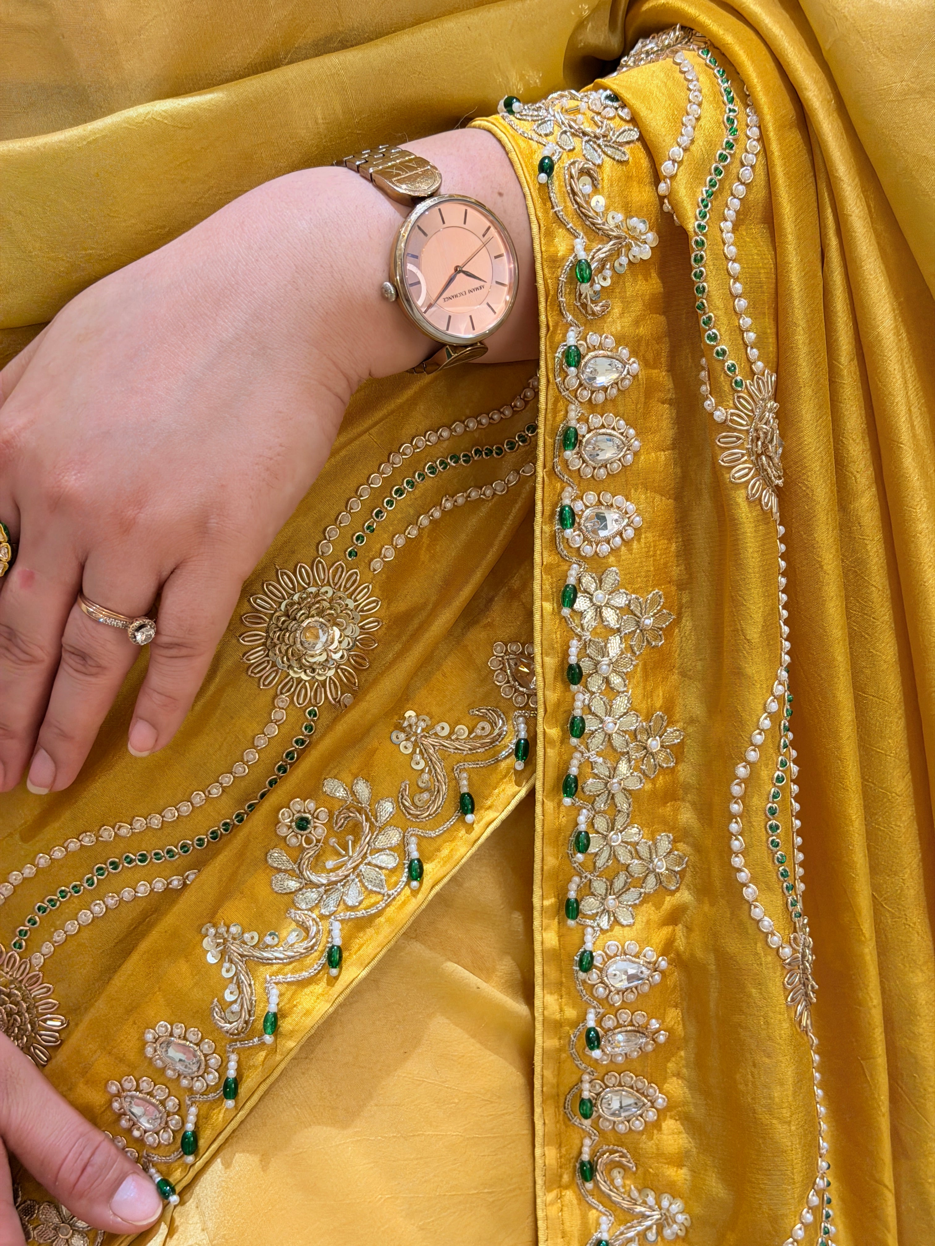 Rajeshwari Yellow Emerald Tussar Silk Saree