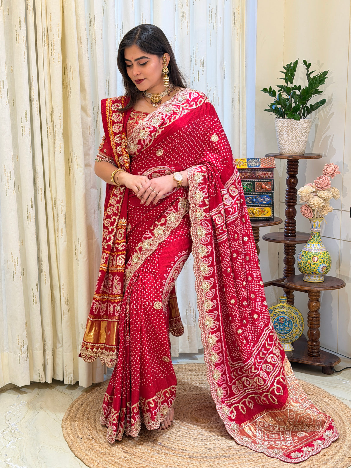 Anika Bandhani Gajji Silk Saree