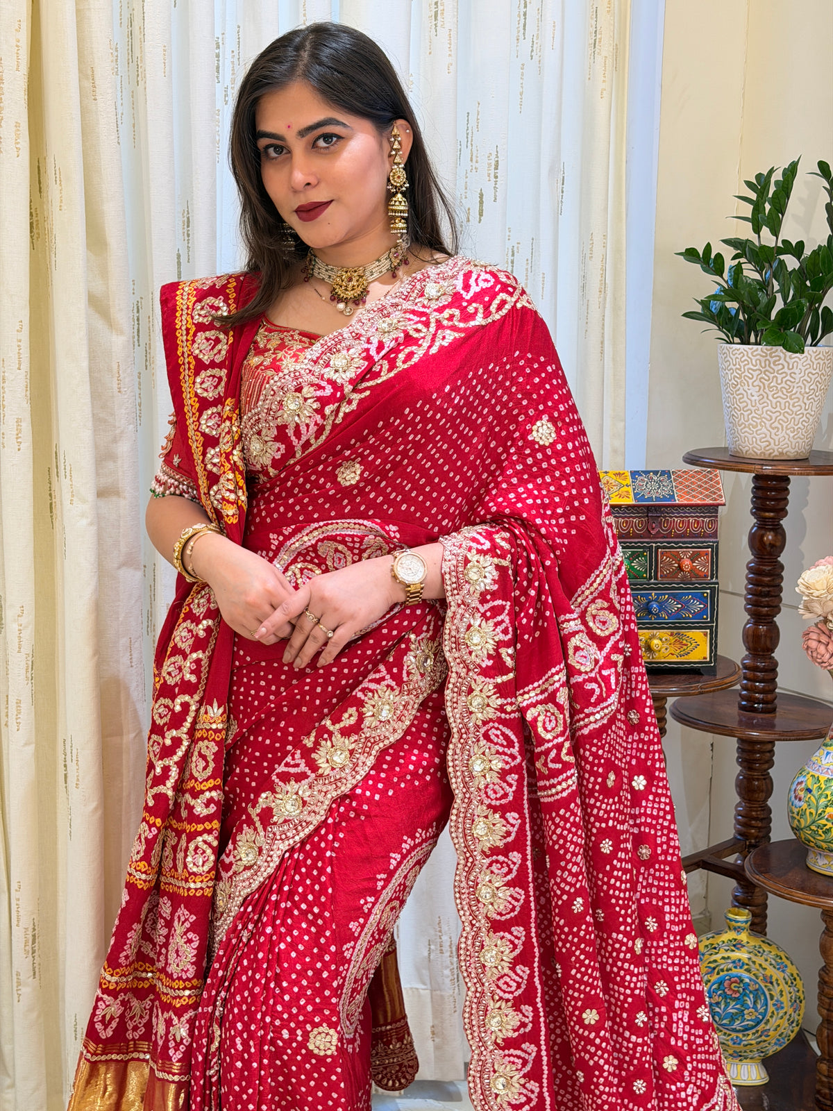Anika Bandhani Gajji Silk Saree