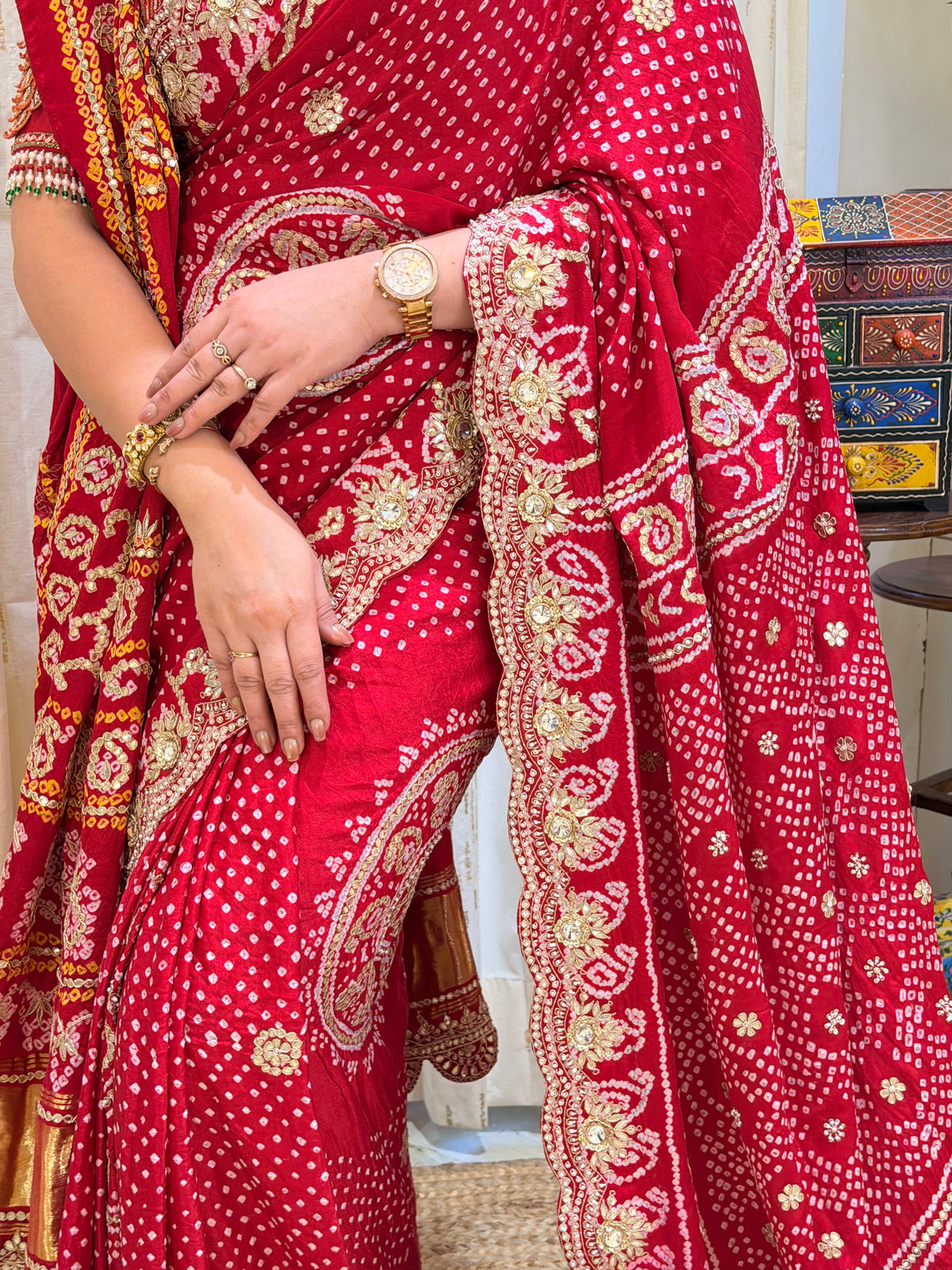 Anika Bandhani Gajji Silk Saree