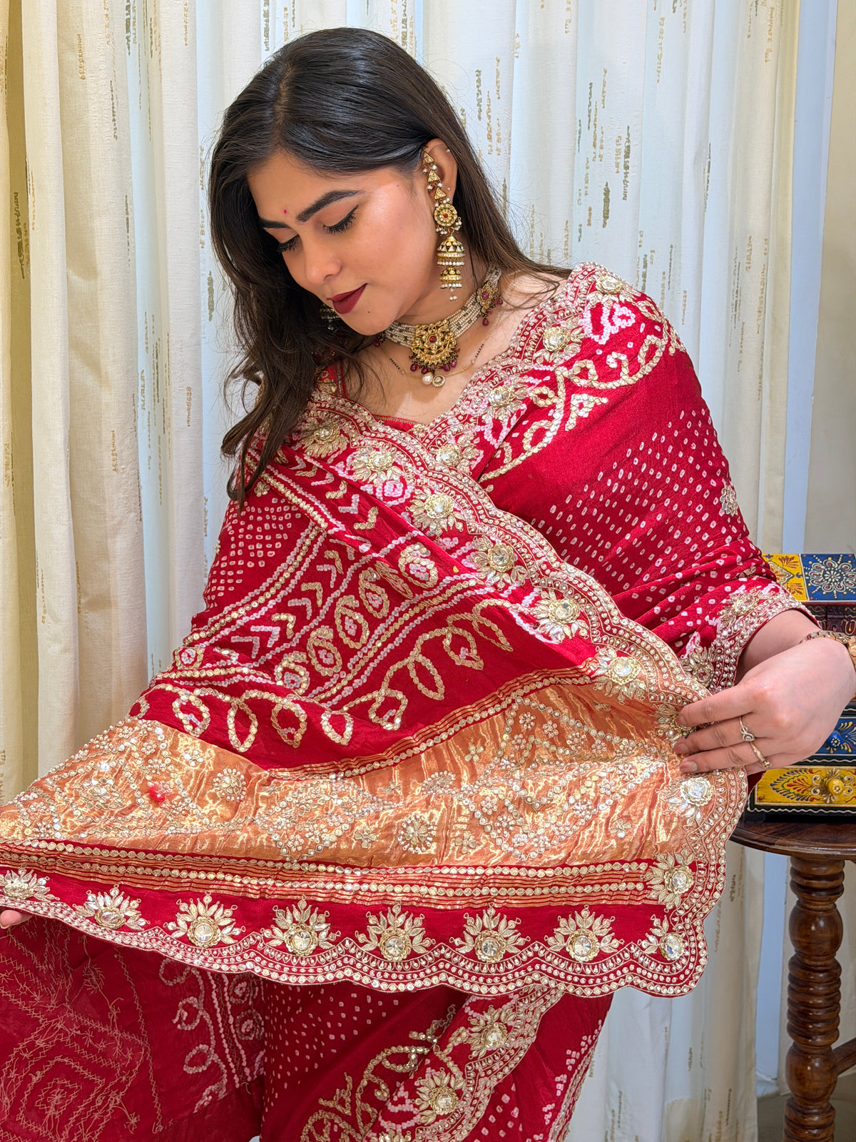 Anika Bandhani Gajji Silk Saree