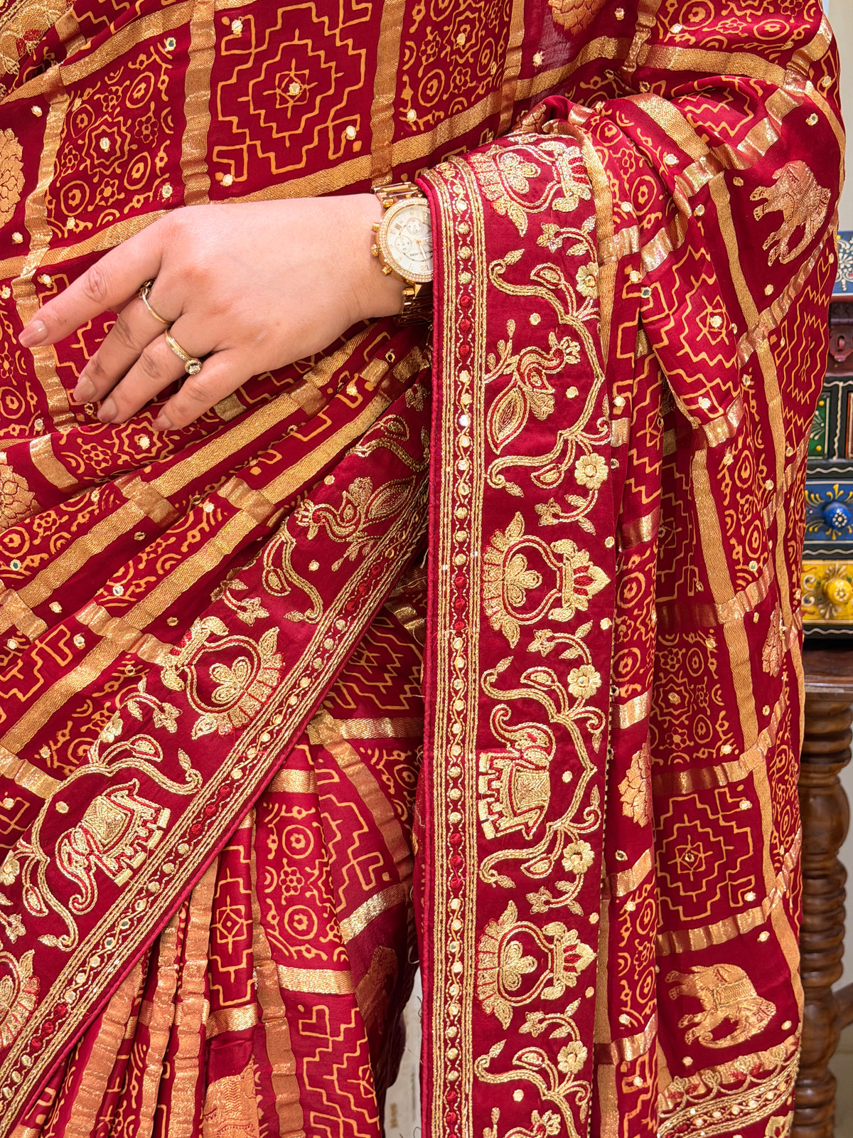 Mahira Maroon Pure Gajji Silk Saree