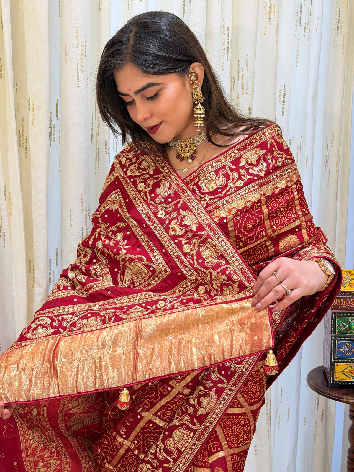 Mahira Maroon Pure Gajji Silk Saree