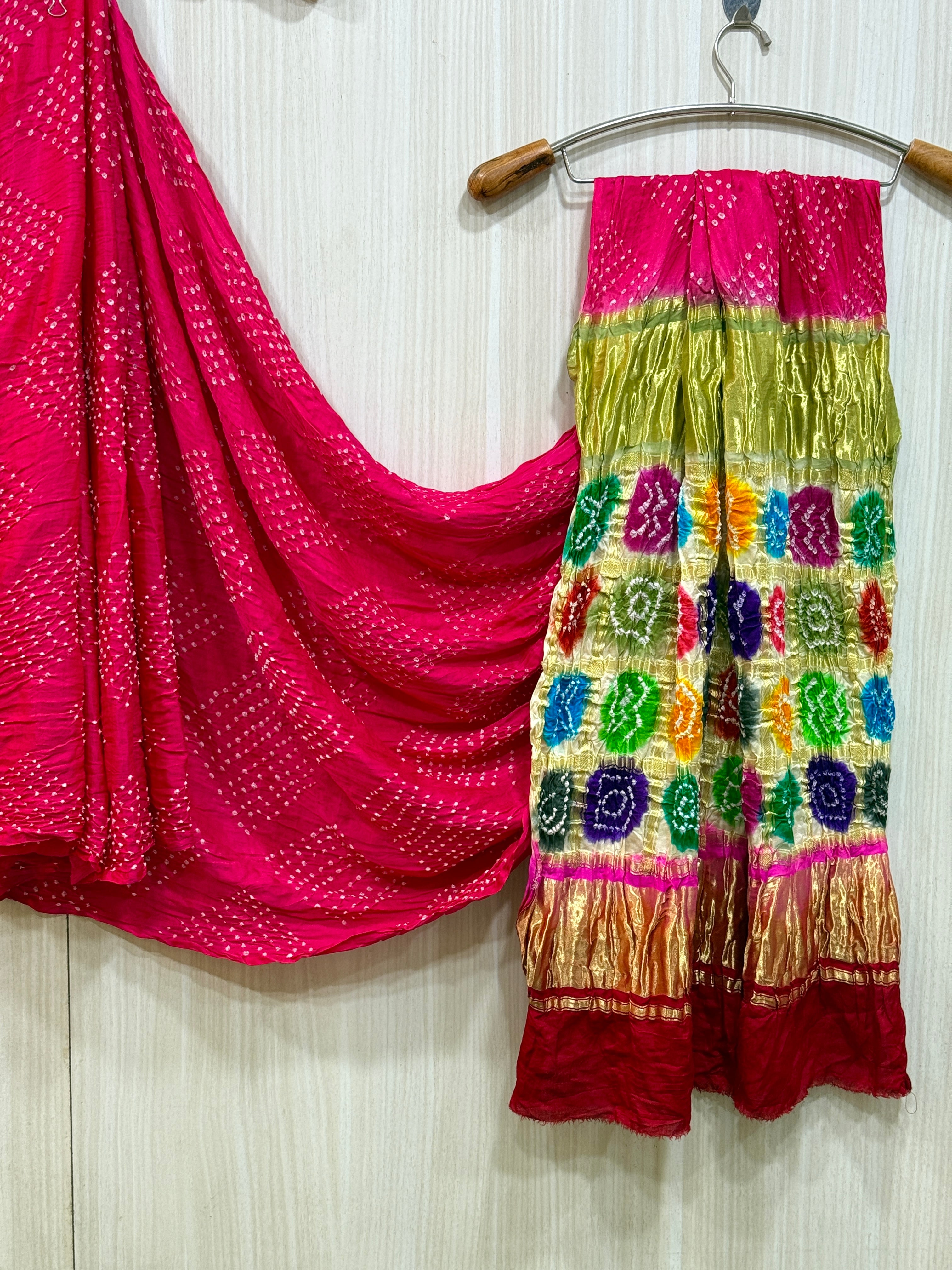 Myra Rani Pink Zankar Bandhani Pure Gaji Silk Saree