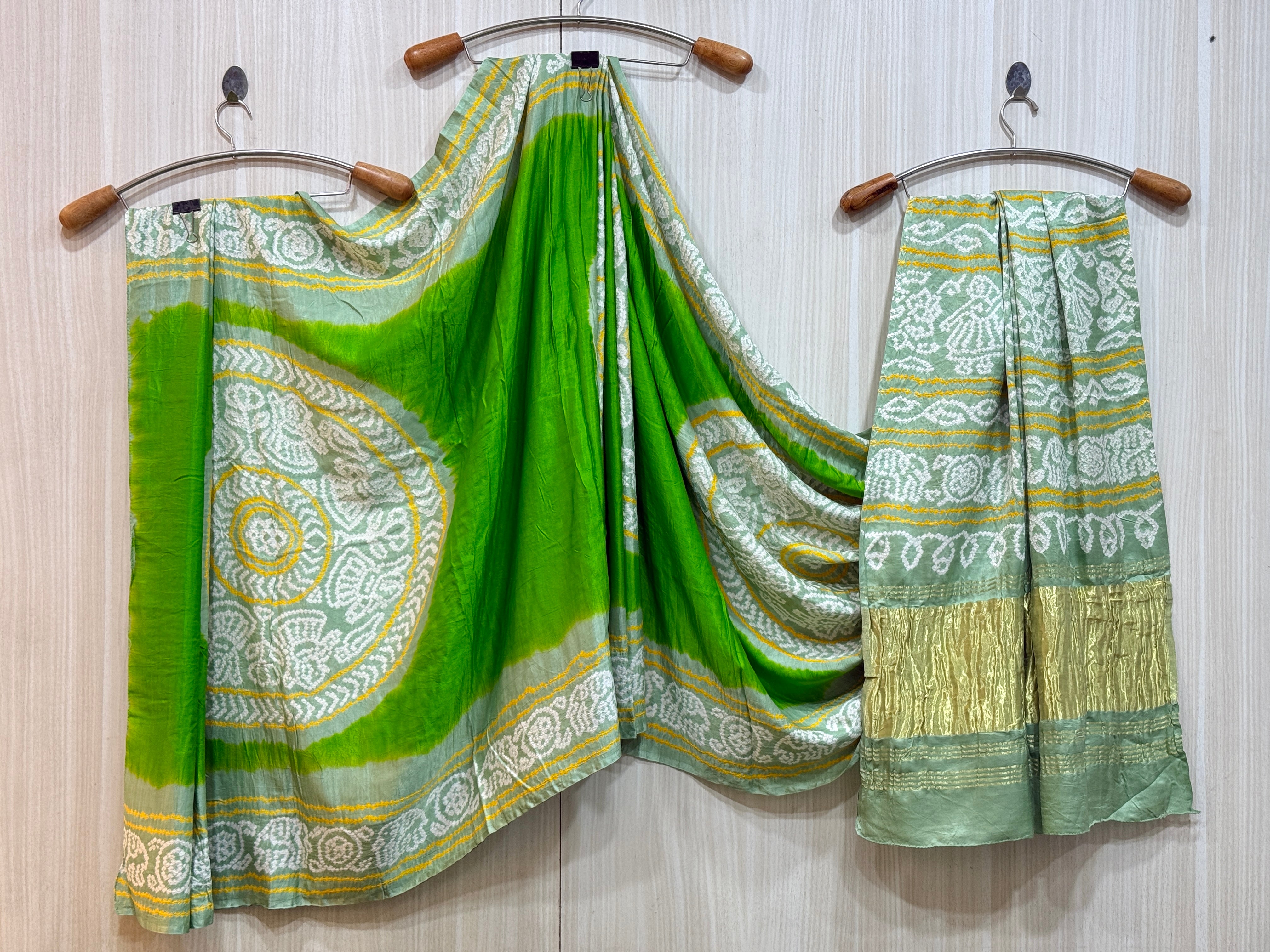 Meher Green Zankar Bandhani Pure Gaji Silk Saree