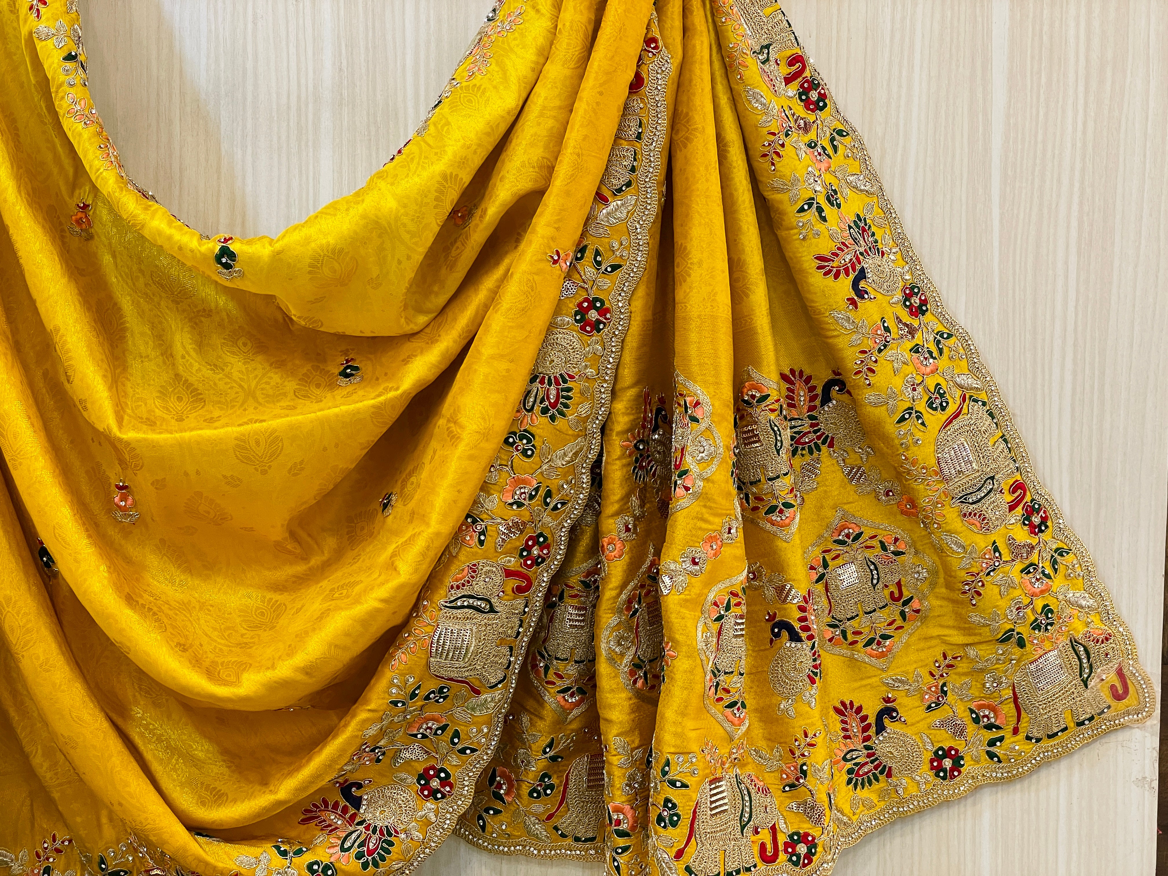 Andro Yellow Shaded Dola Silk Saree