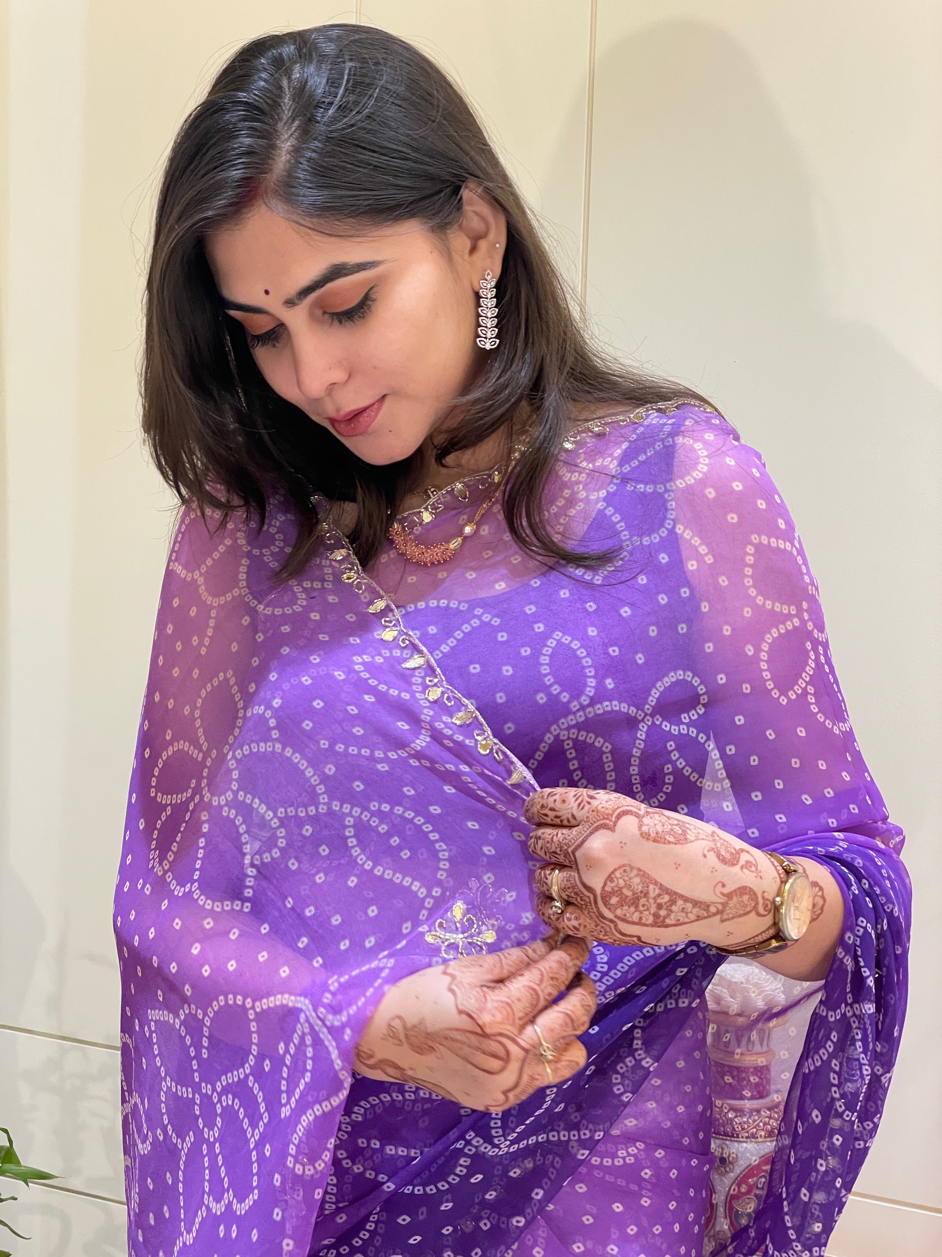 Vetika Purple Georgette Saree
