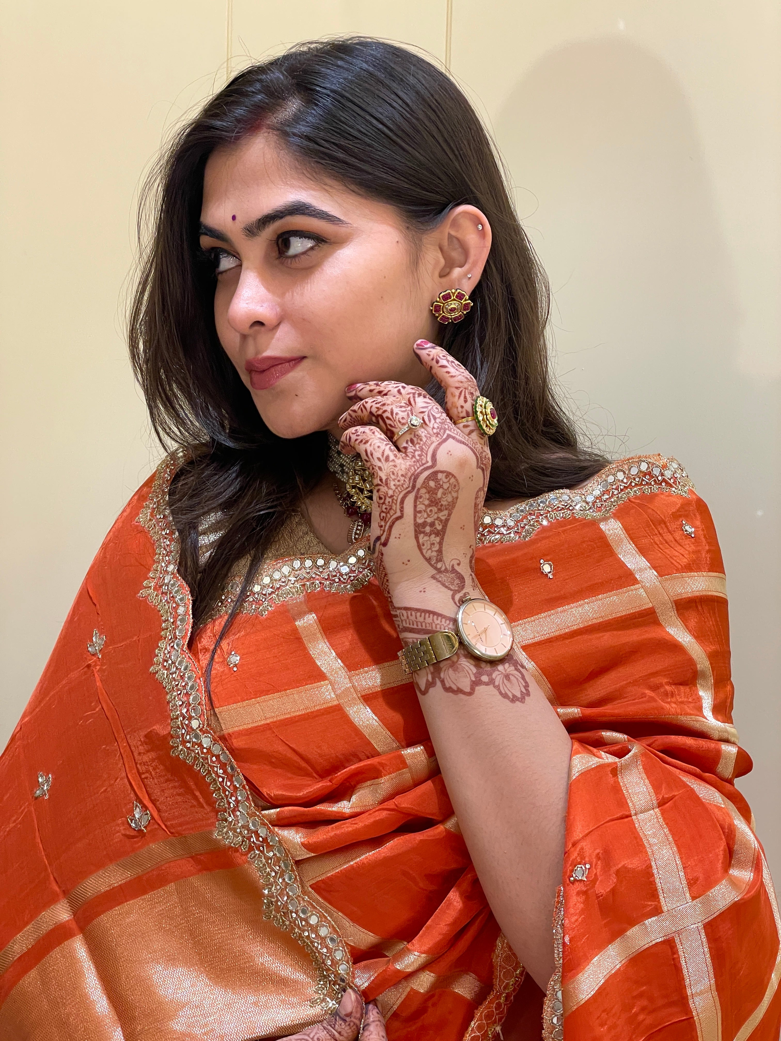 Trisha Orange Silk Saree