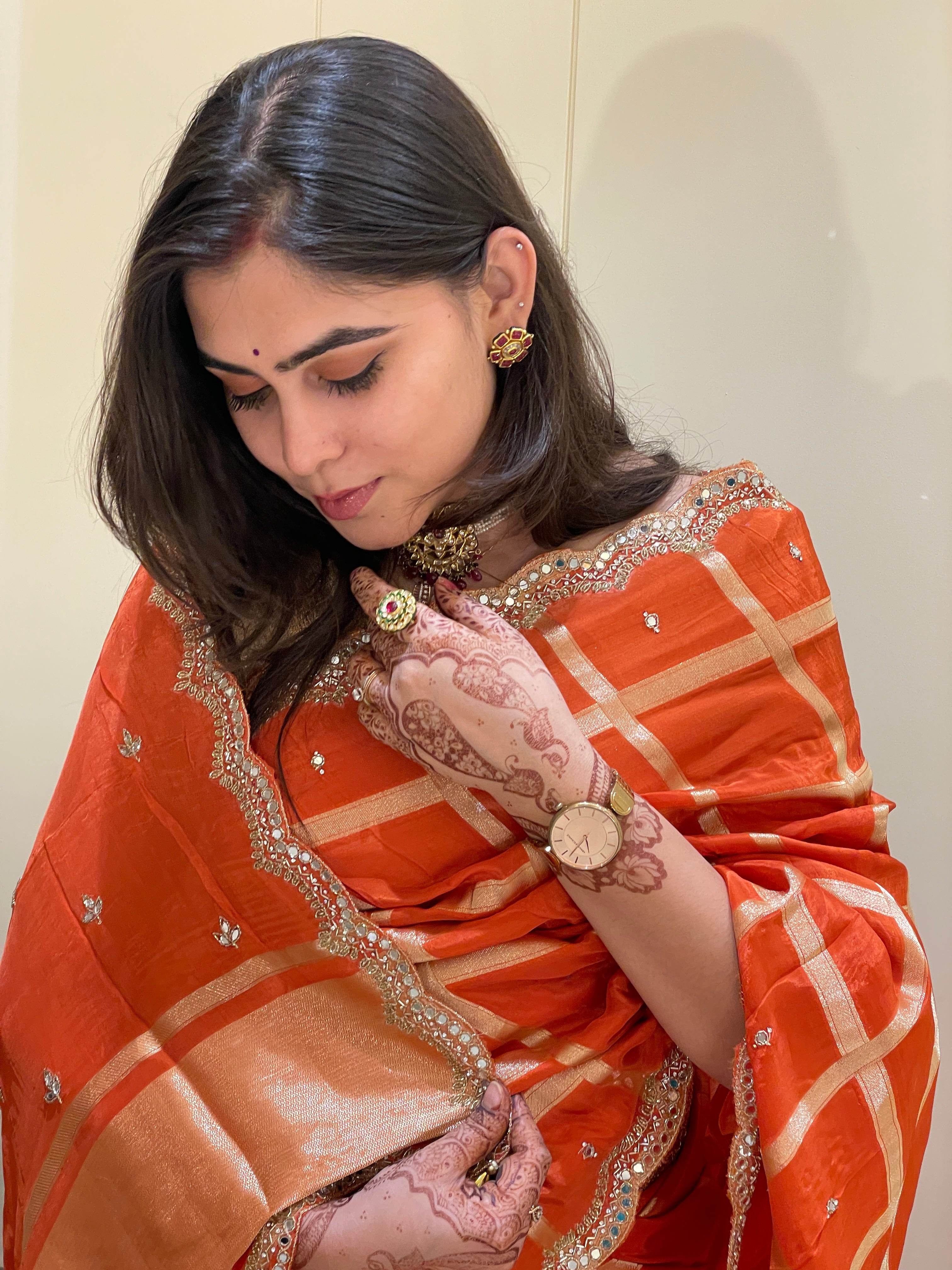 Trisha Orange Silk Saree