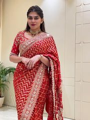 Ridhima Red Bandhani Saree