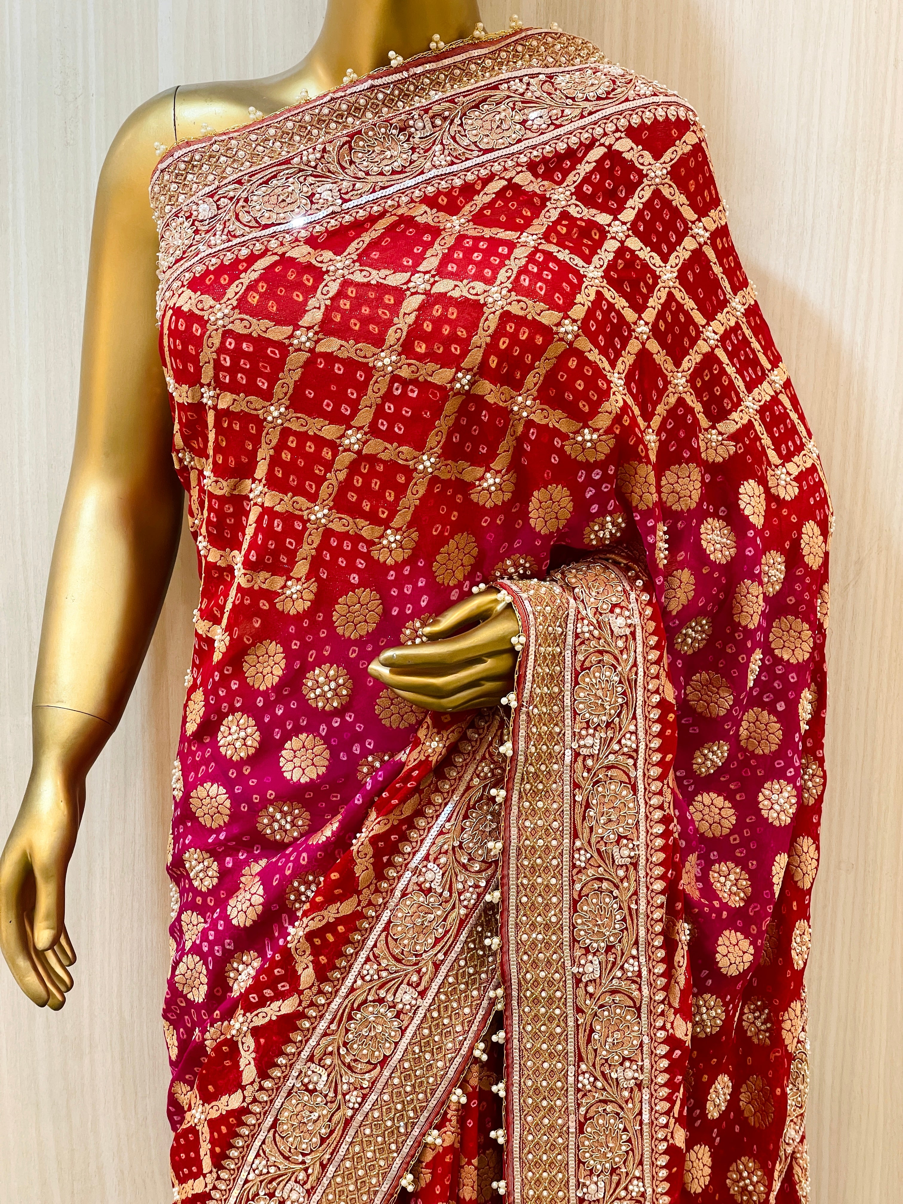 Tanvi Khadi Georgette Bandhani Saree