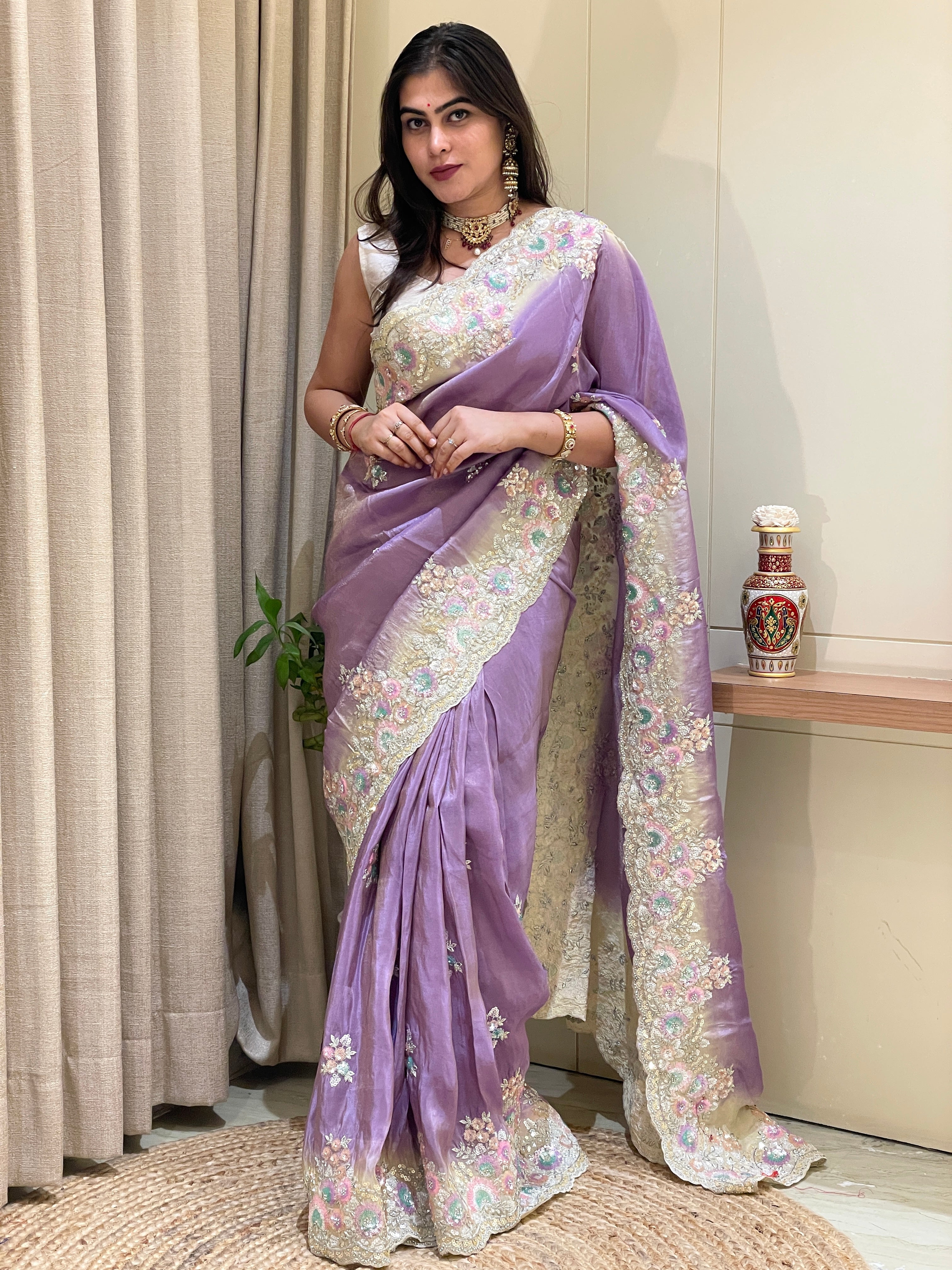 Kavya Purple Silk Saree