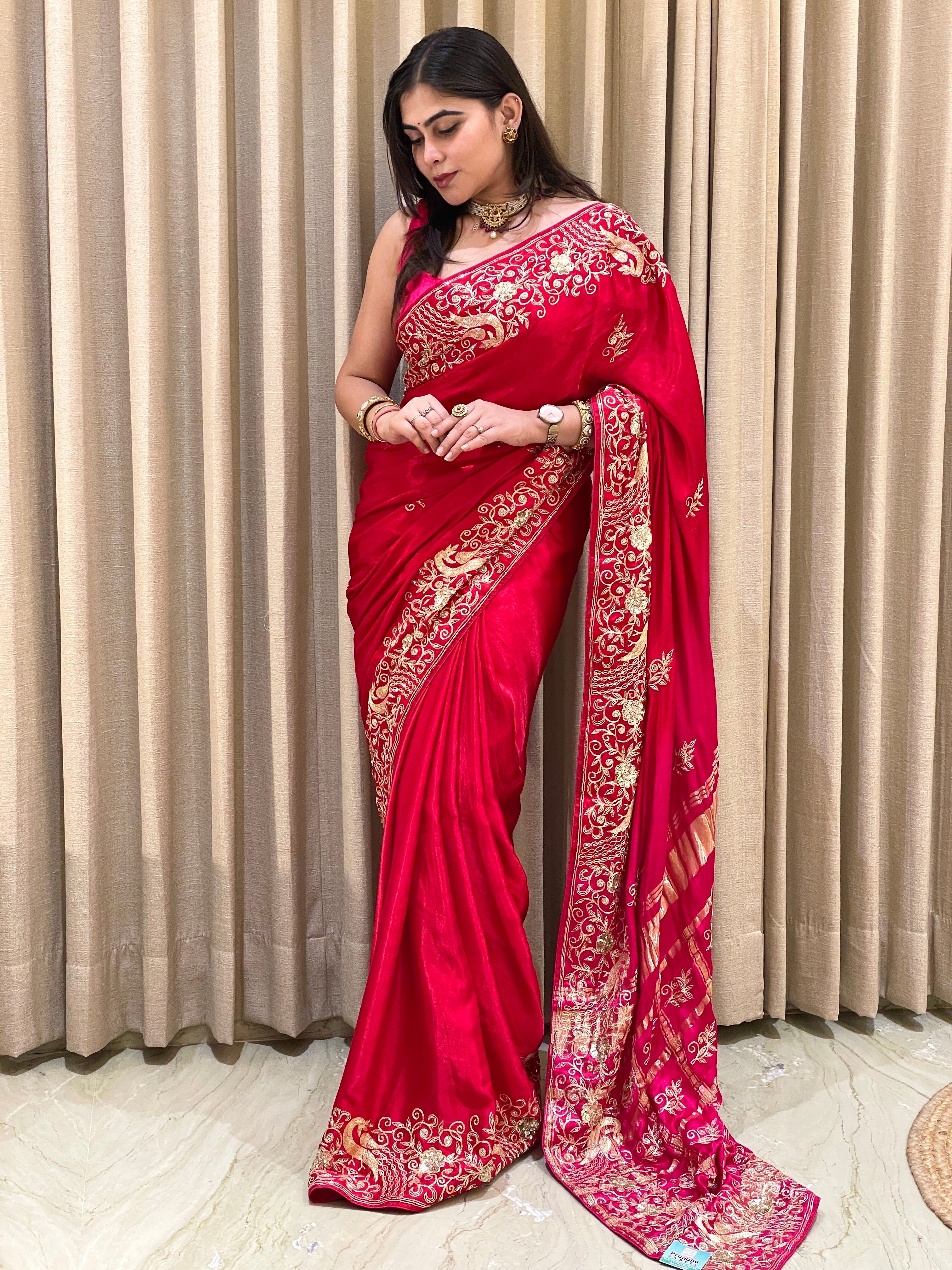 Anita Red Silk Saree