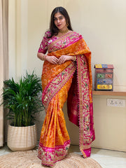 Meenu Orange Patola Silk Saree