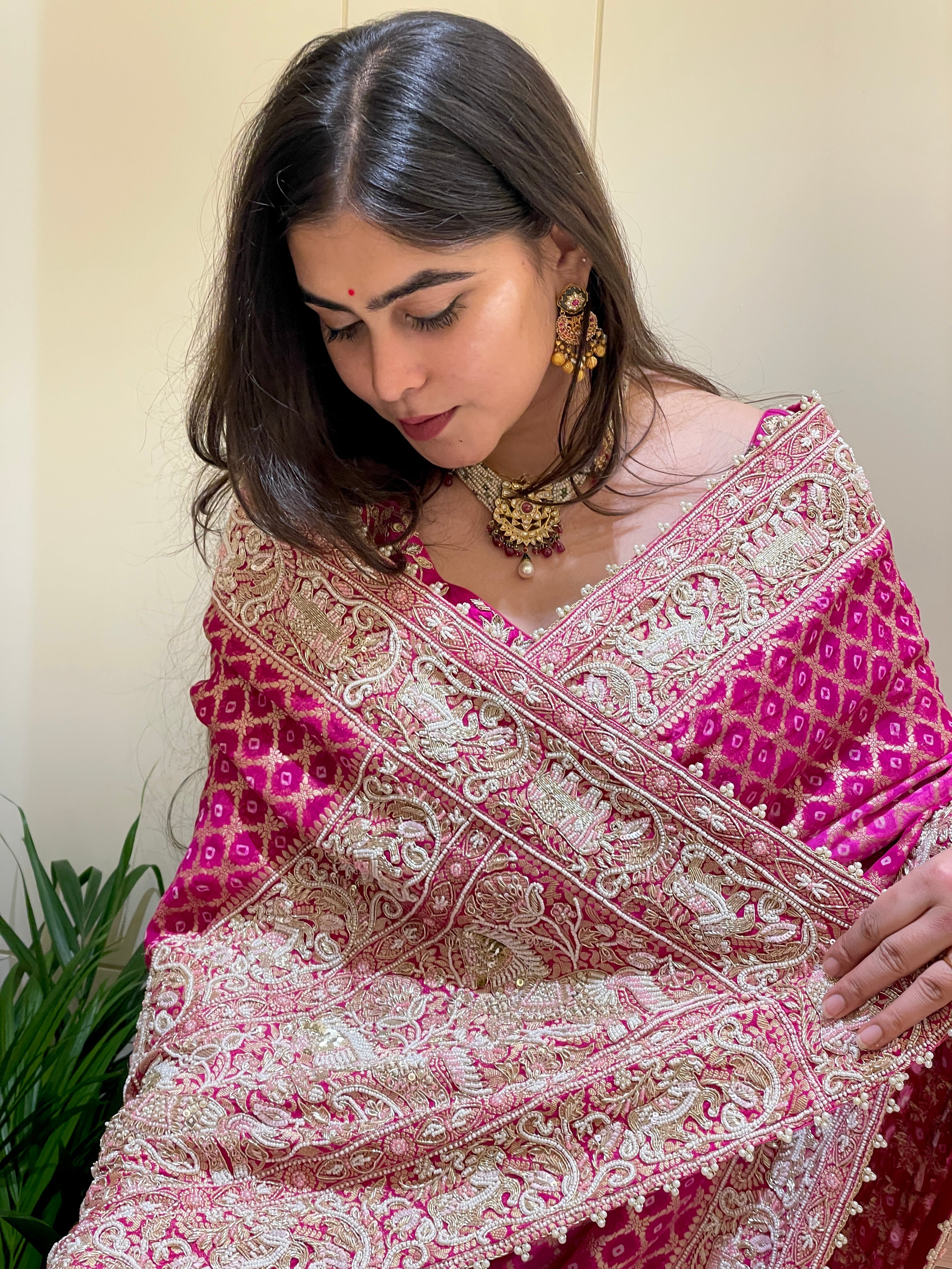 Vishakha Rani Bandhani Saree