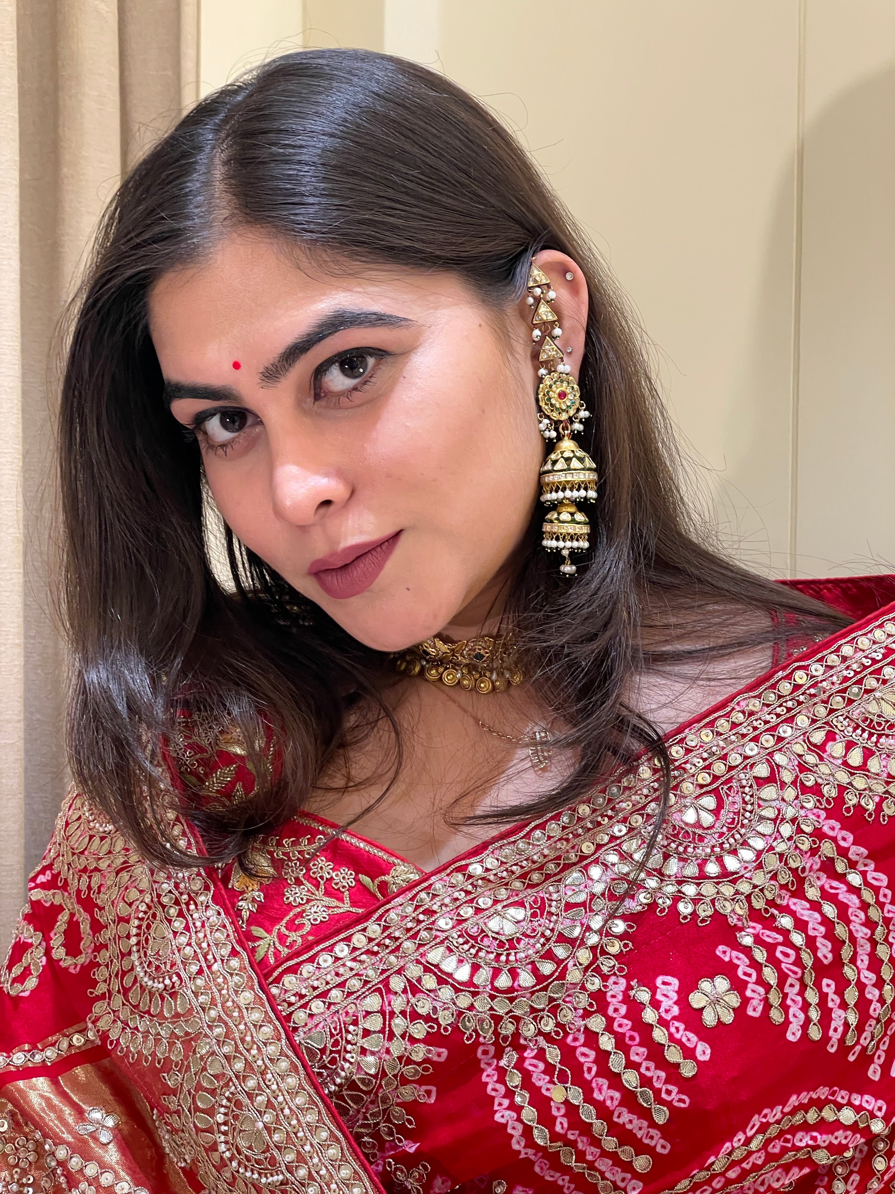 Aaradhya Bandhej Regal Red Embroidered Saree