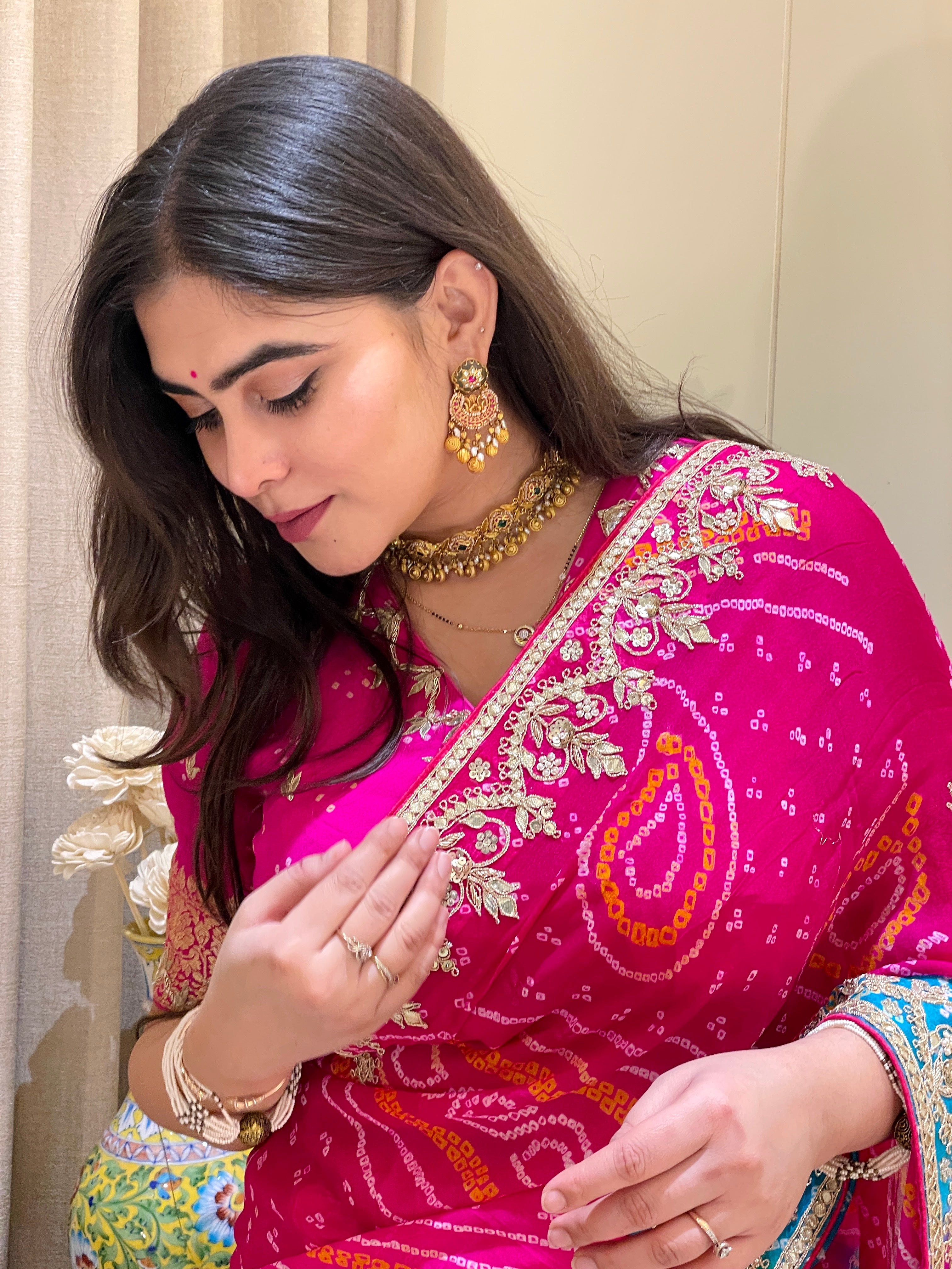 Gulnar Multicolor Bandhani Saree