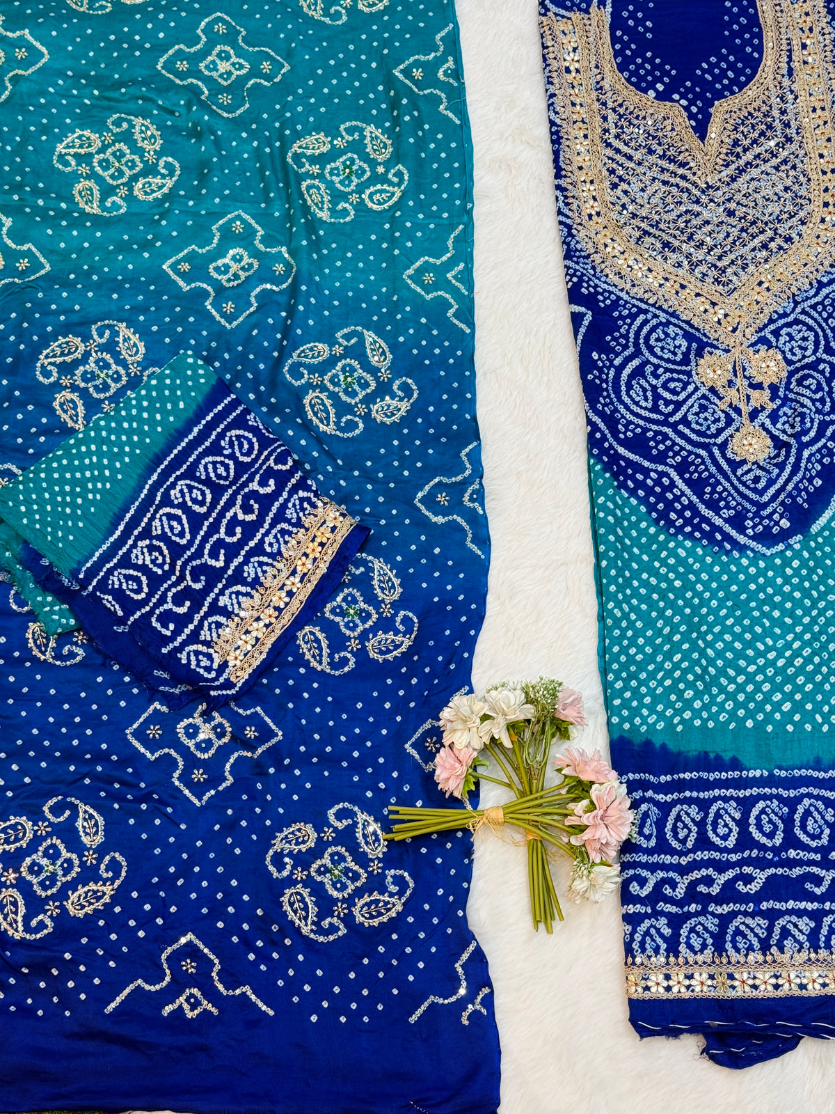 Yashvi Blue Gajji Silk Unstitched Suit