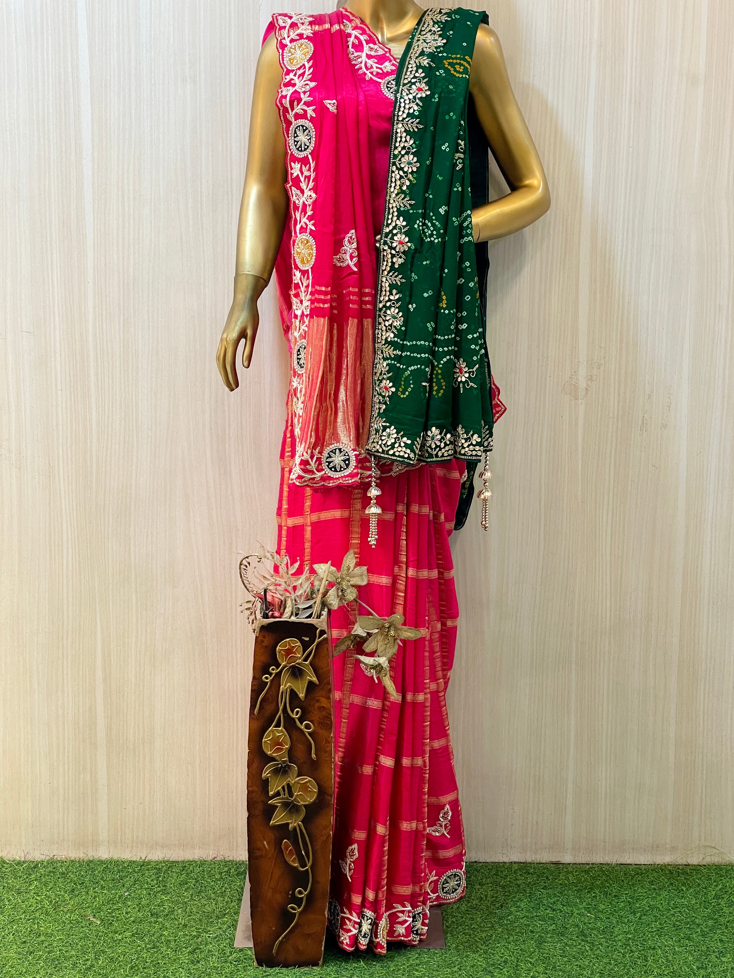 Madhu Pure Double Dupatta Gajji Silk Saree