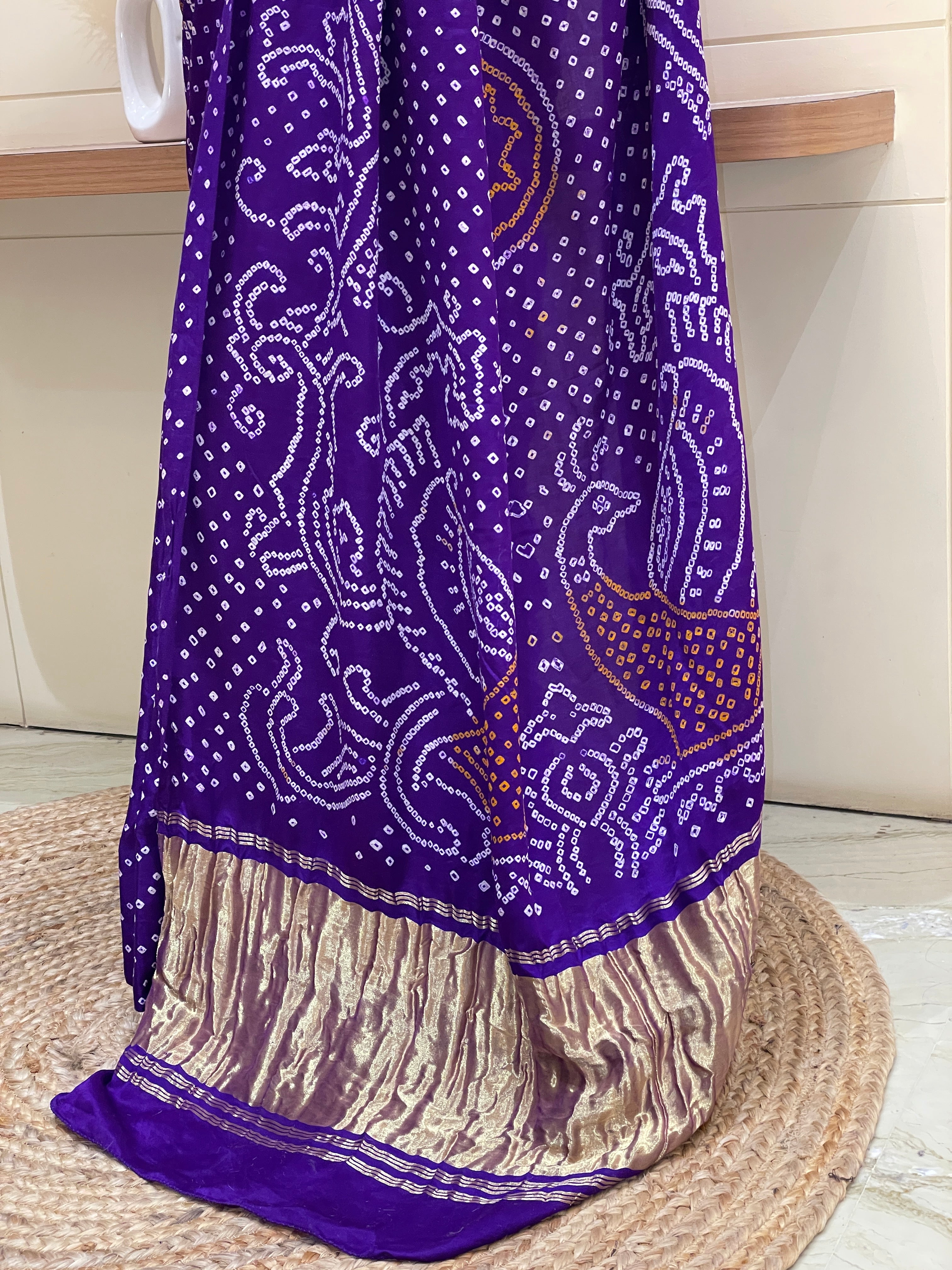 Ambika Purple Bandhani Saree