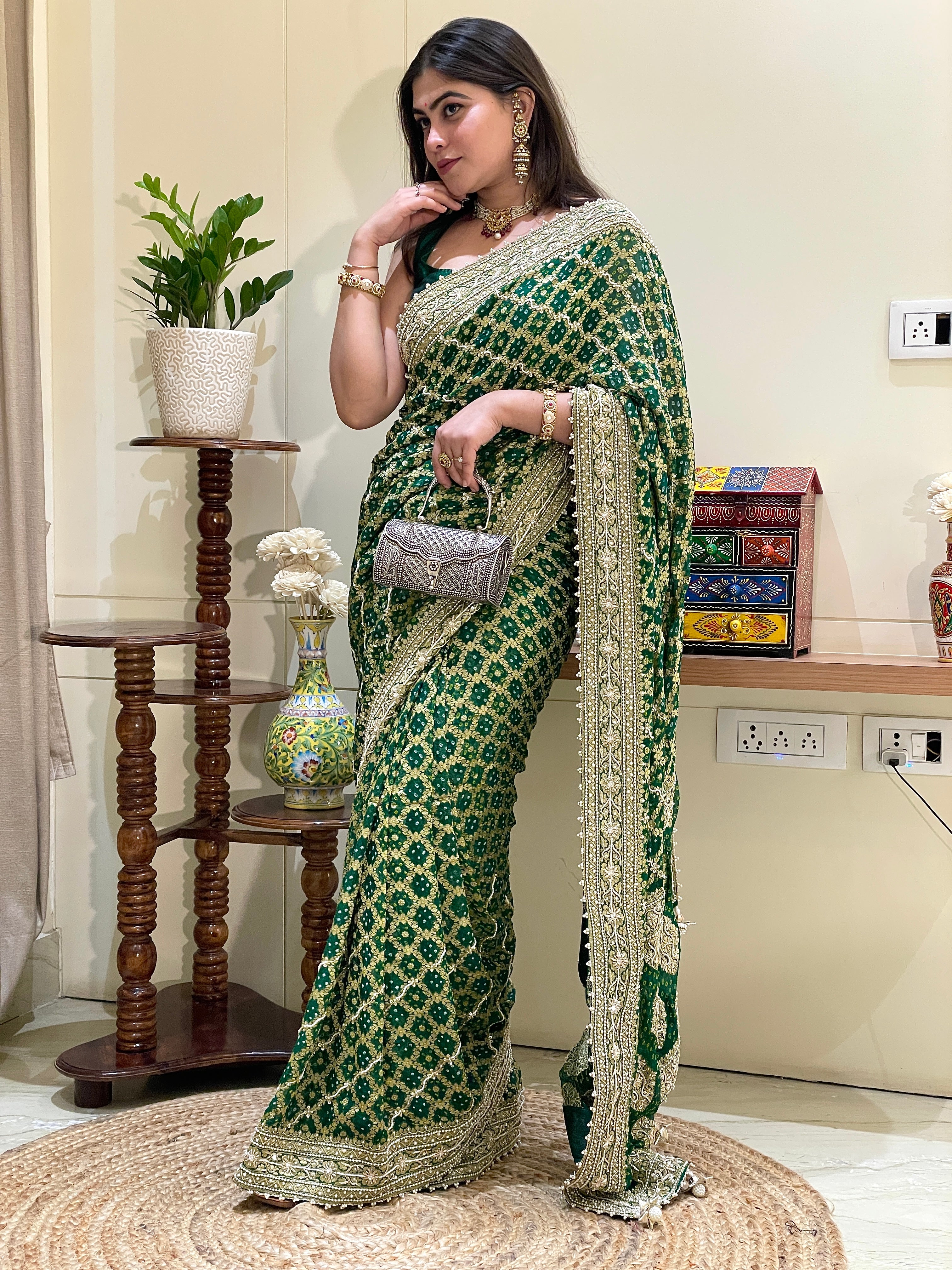 Naina Emerald Khadi Georgette Saree