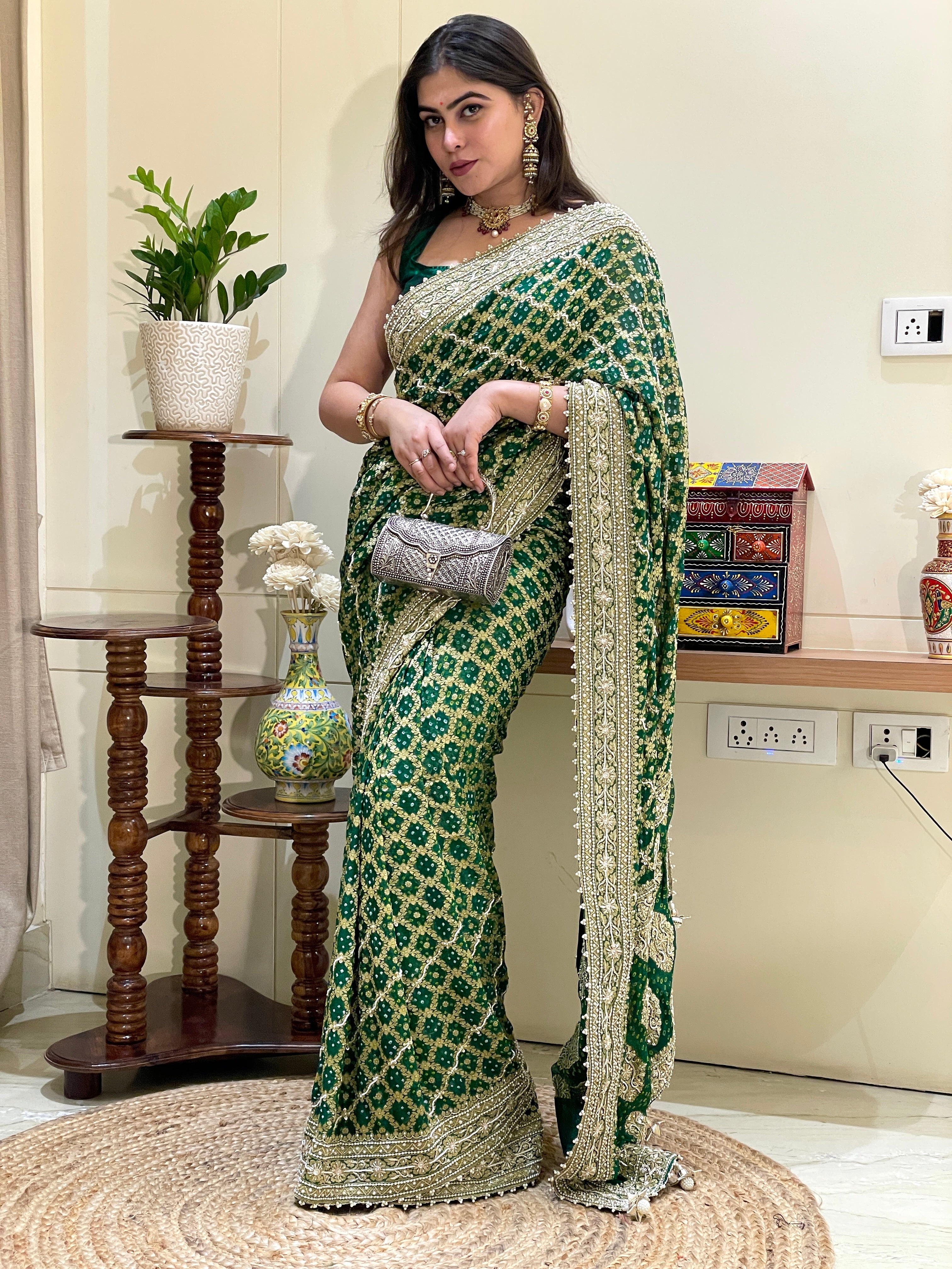 Naina Emerald Khadi Georgette Saree