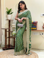 Naina Emerald Khadi Georgette Saree (Signature Collection)