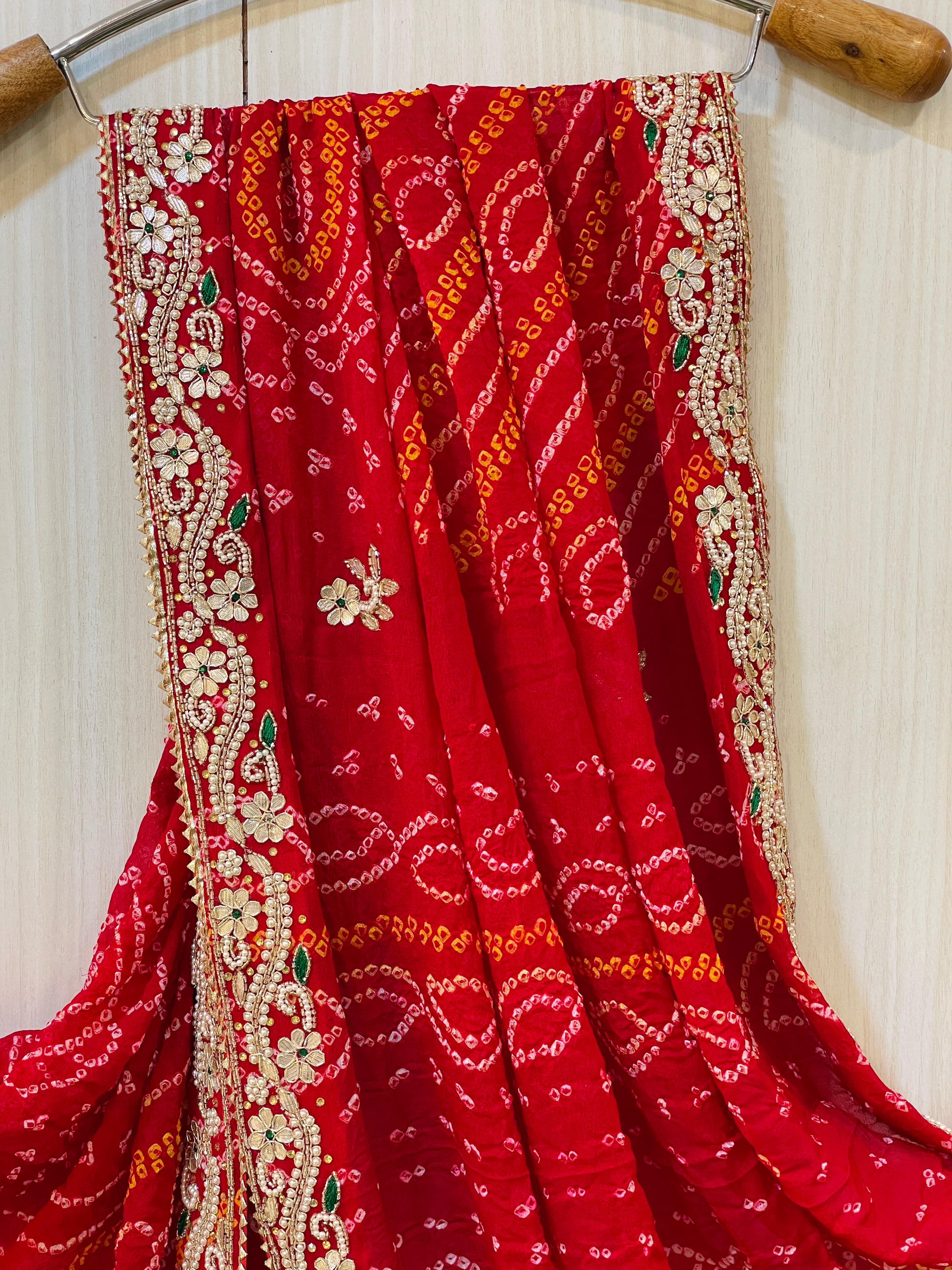 Bhavisha Red Bandhej Saree