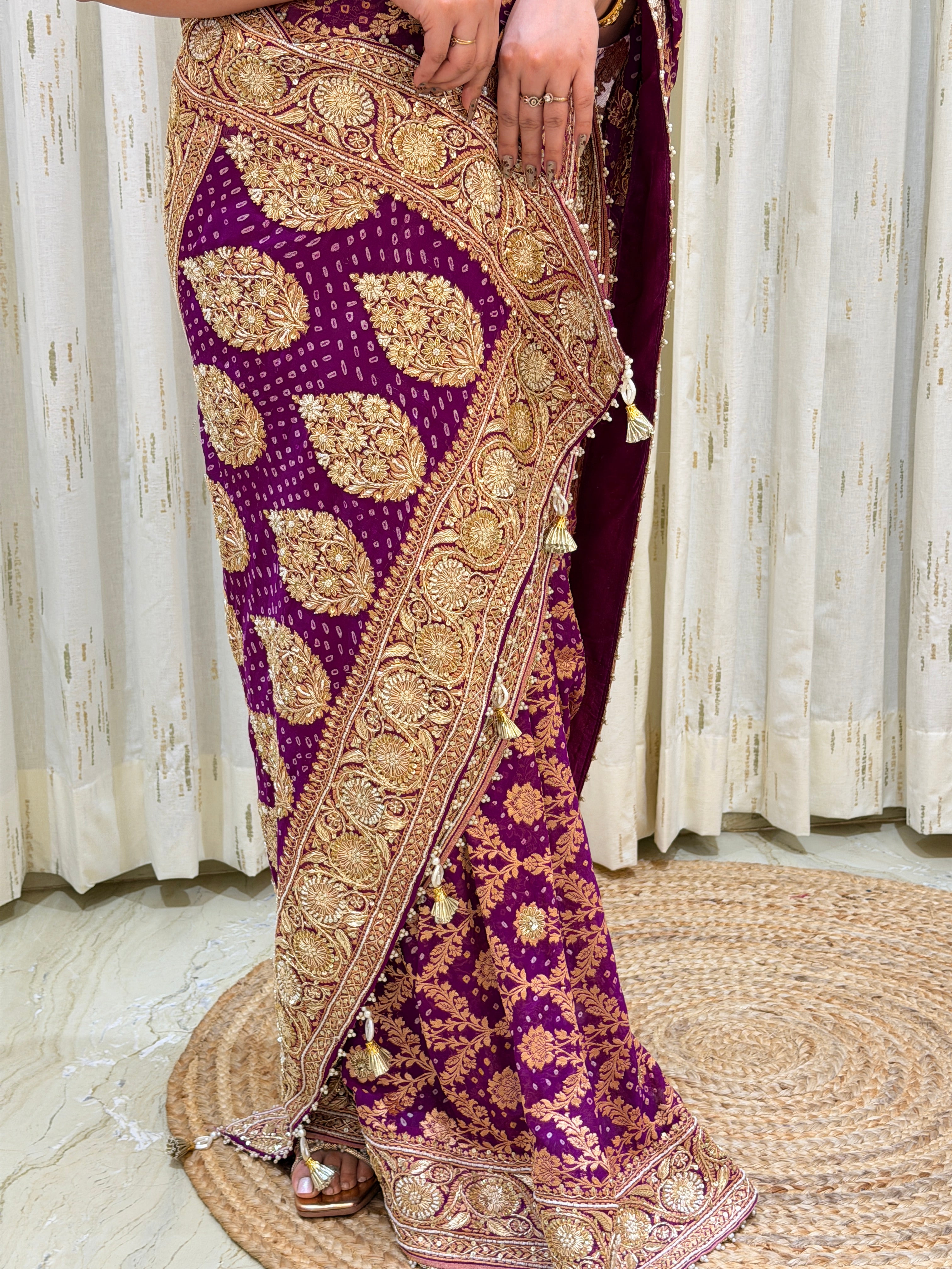 Nooraya Pure Khadi Georgette Bandhani Saree