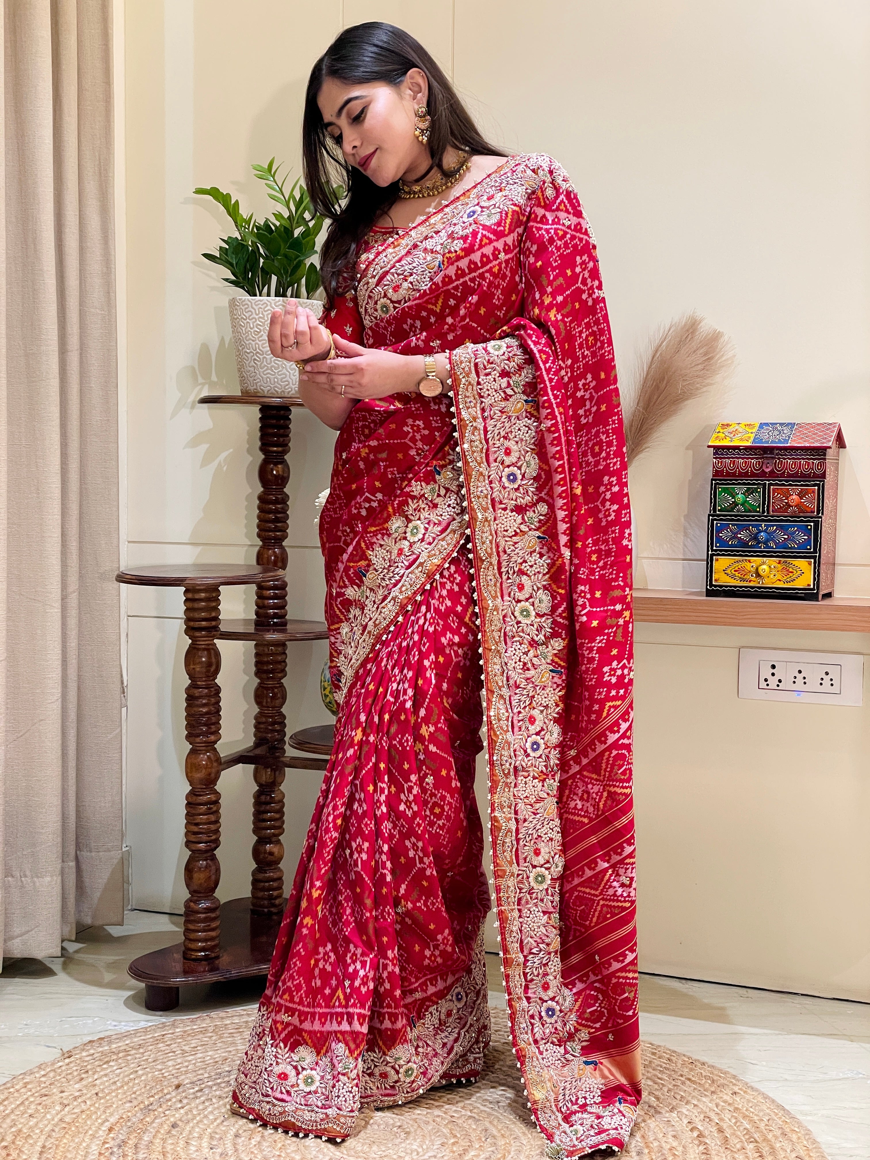 Ashnoor Red Patola Silk Saree