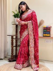 Ashnoor Red Patola Silk Saree