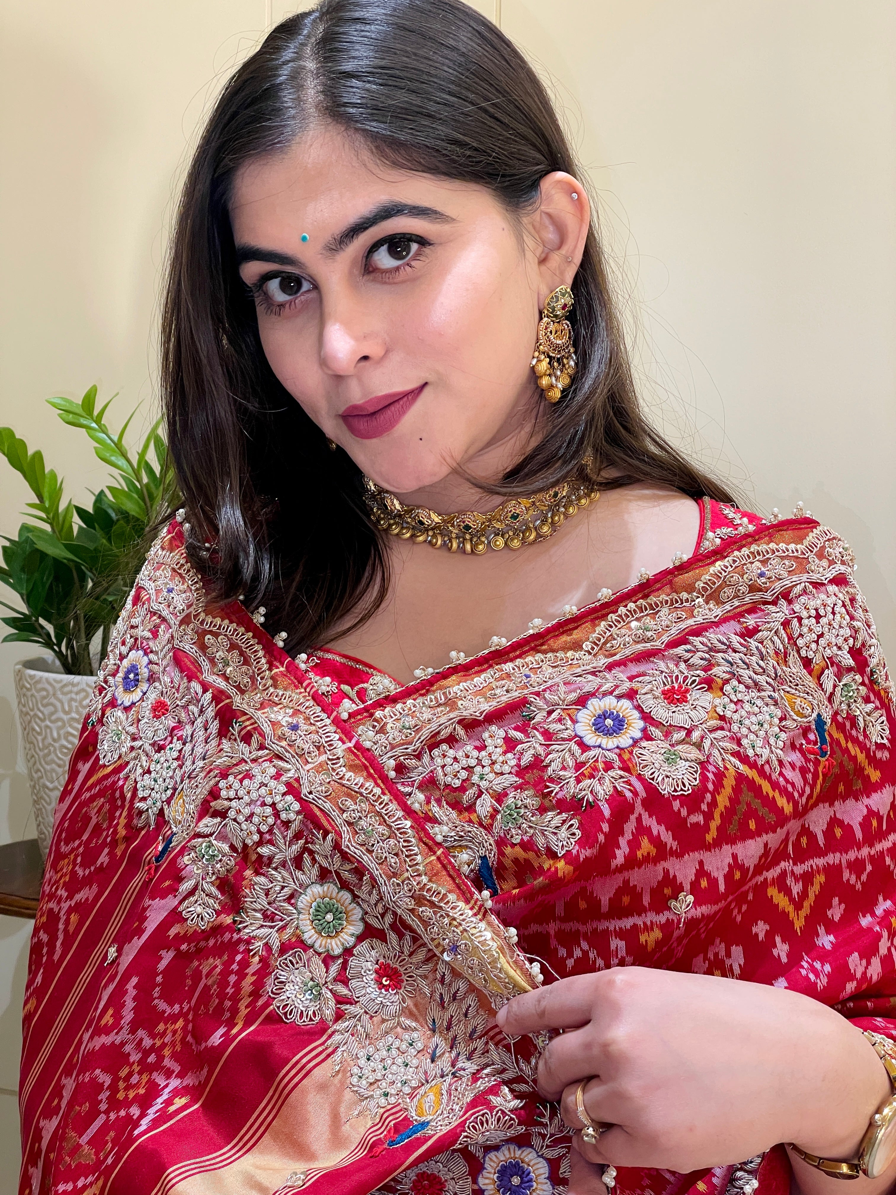 Ashnoor Red Patola Silk Saree