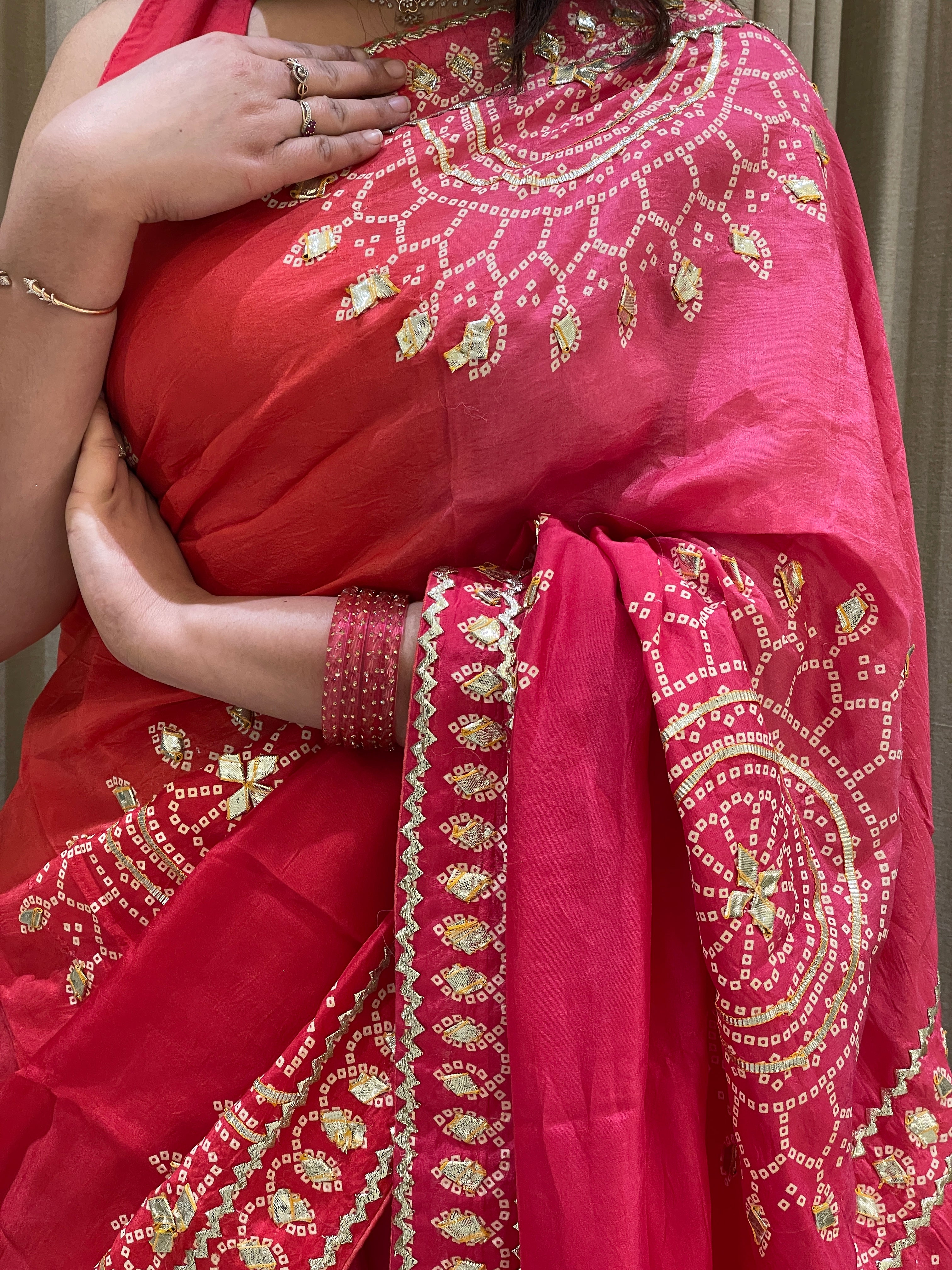 Anaita Rose Pink Bandhani Silk Saree
