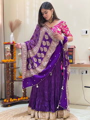 Maharani Noor Royal Purple Bandhani Dupatta Lehenga