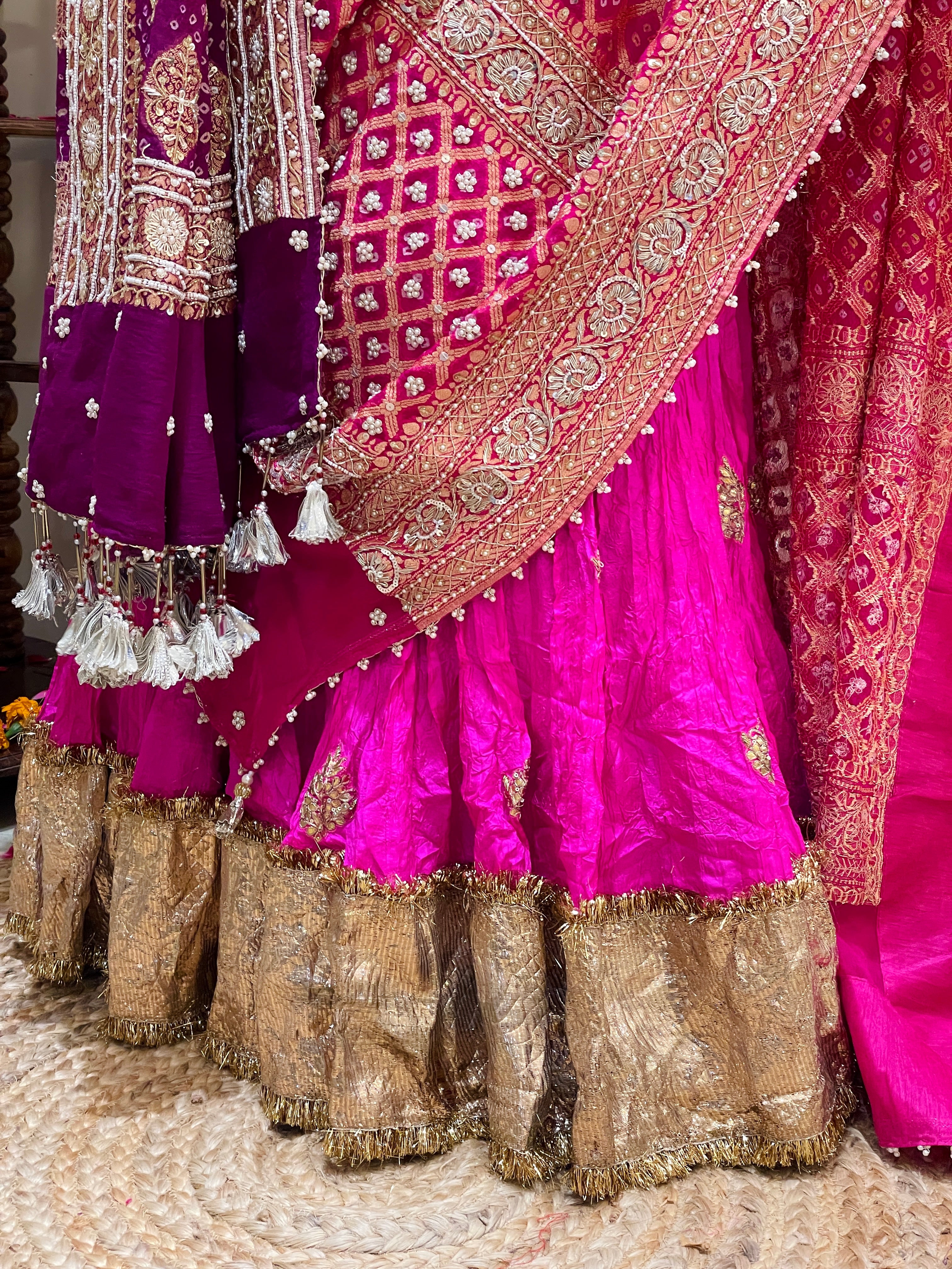 Maharani Noor Royal Pink Bandhani Dupatta Lehenga