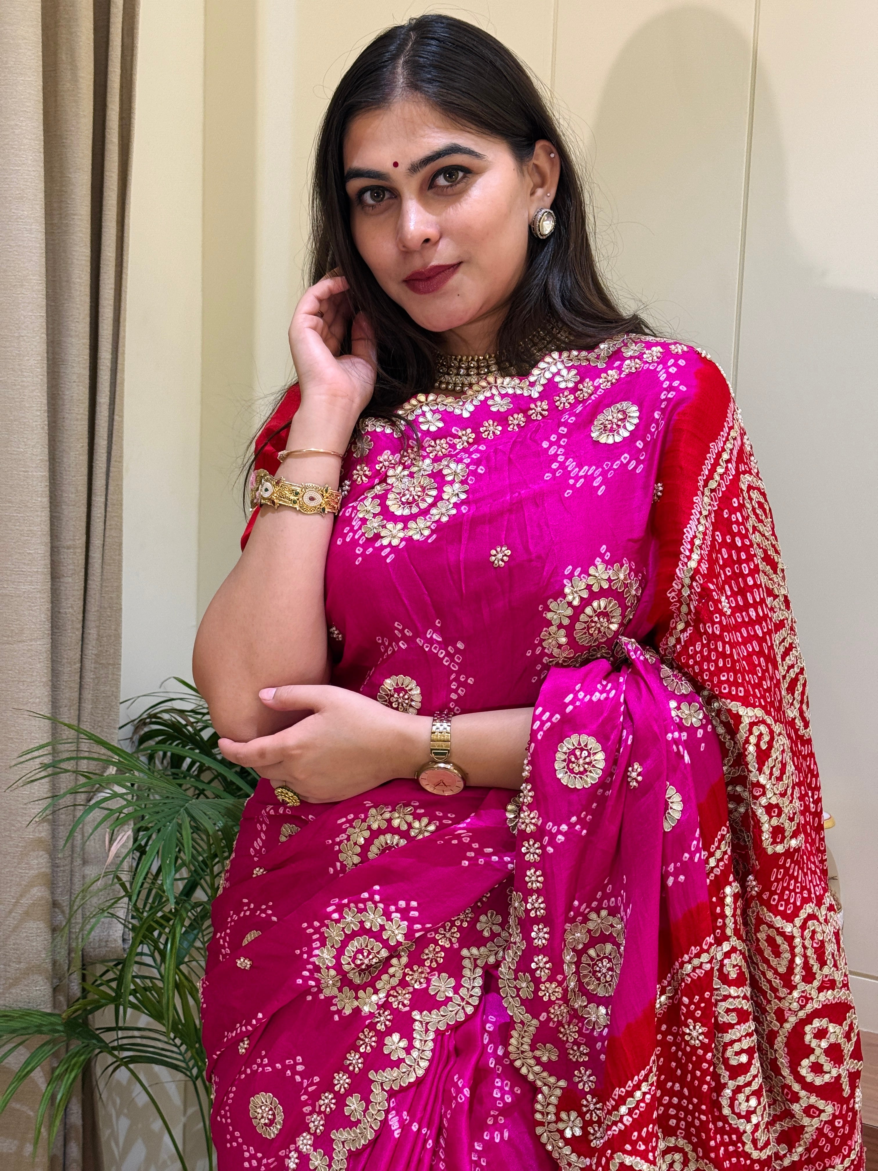 Shreya Silk Bandhani Saree
