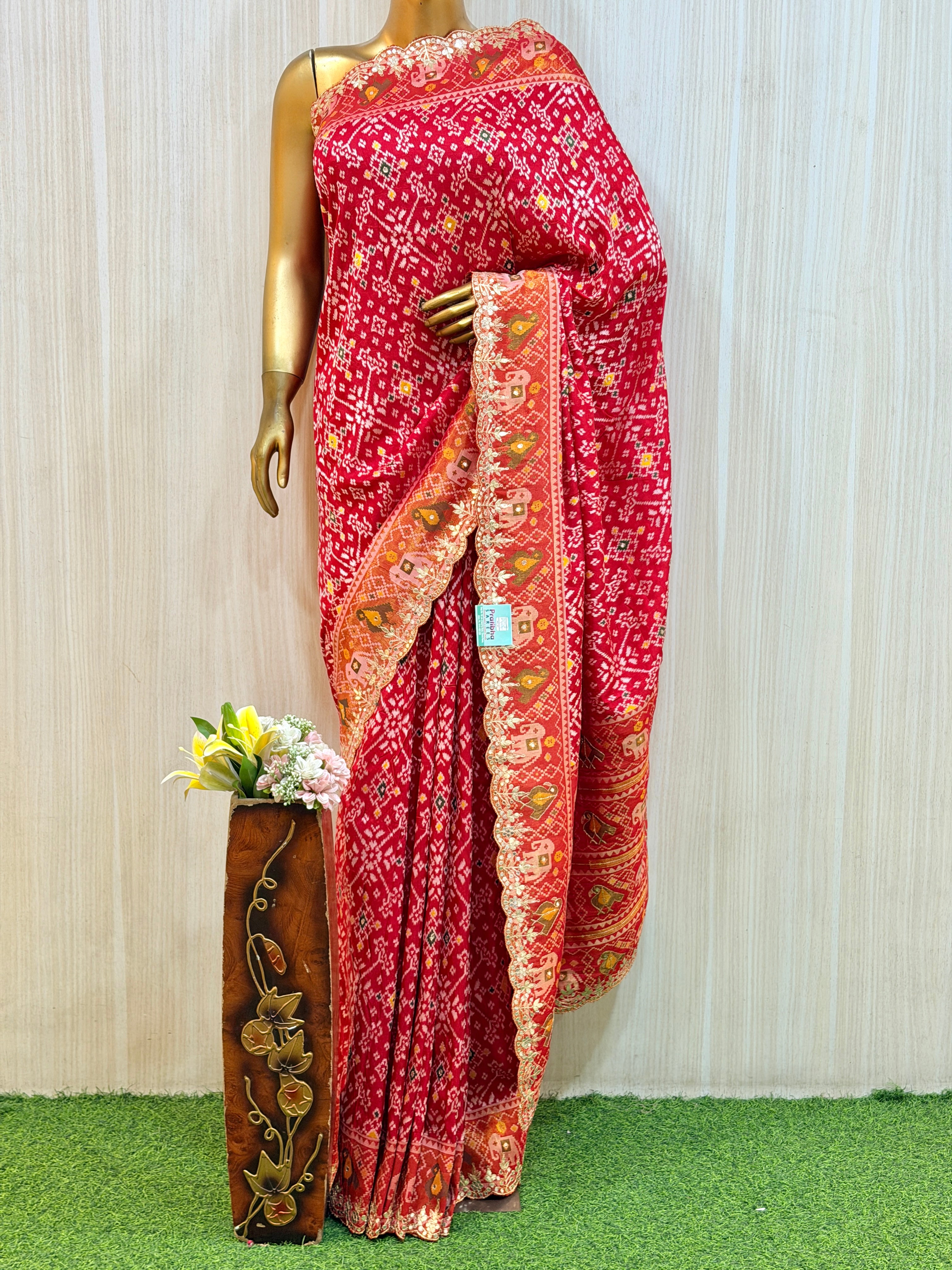 Kavya Crimson Red Traditional Patola Silk Saree