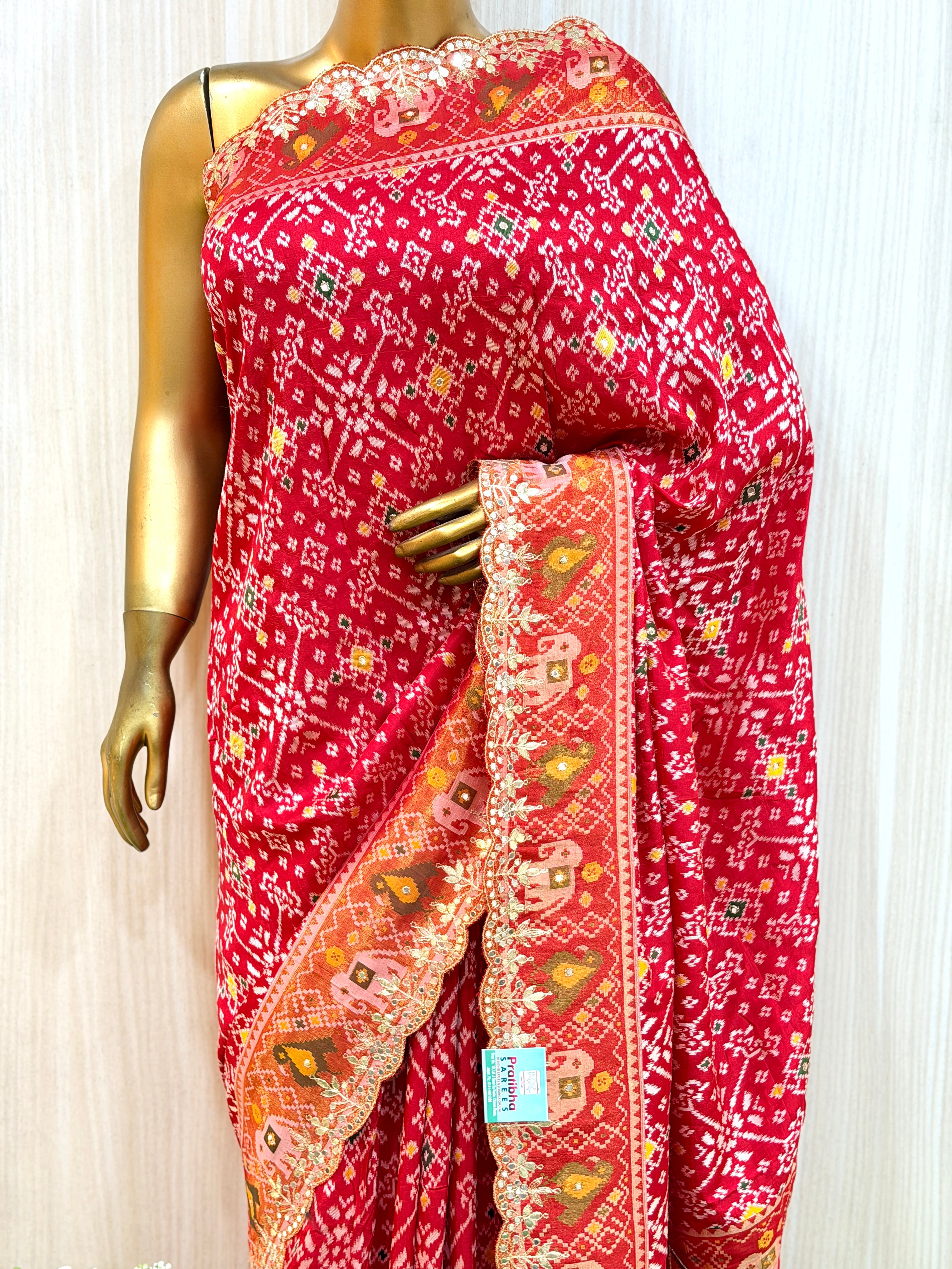 Kavya Crimson Red Traditional Patola Silk Saree