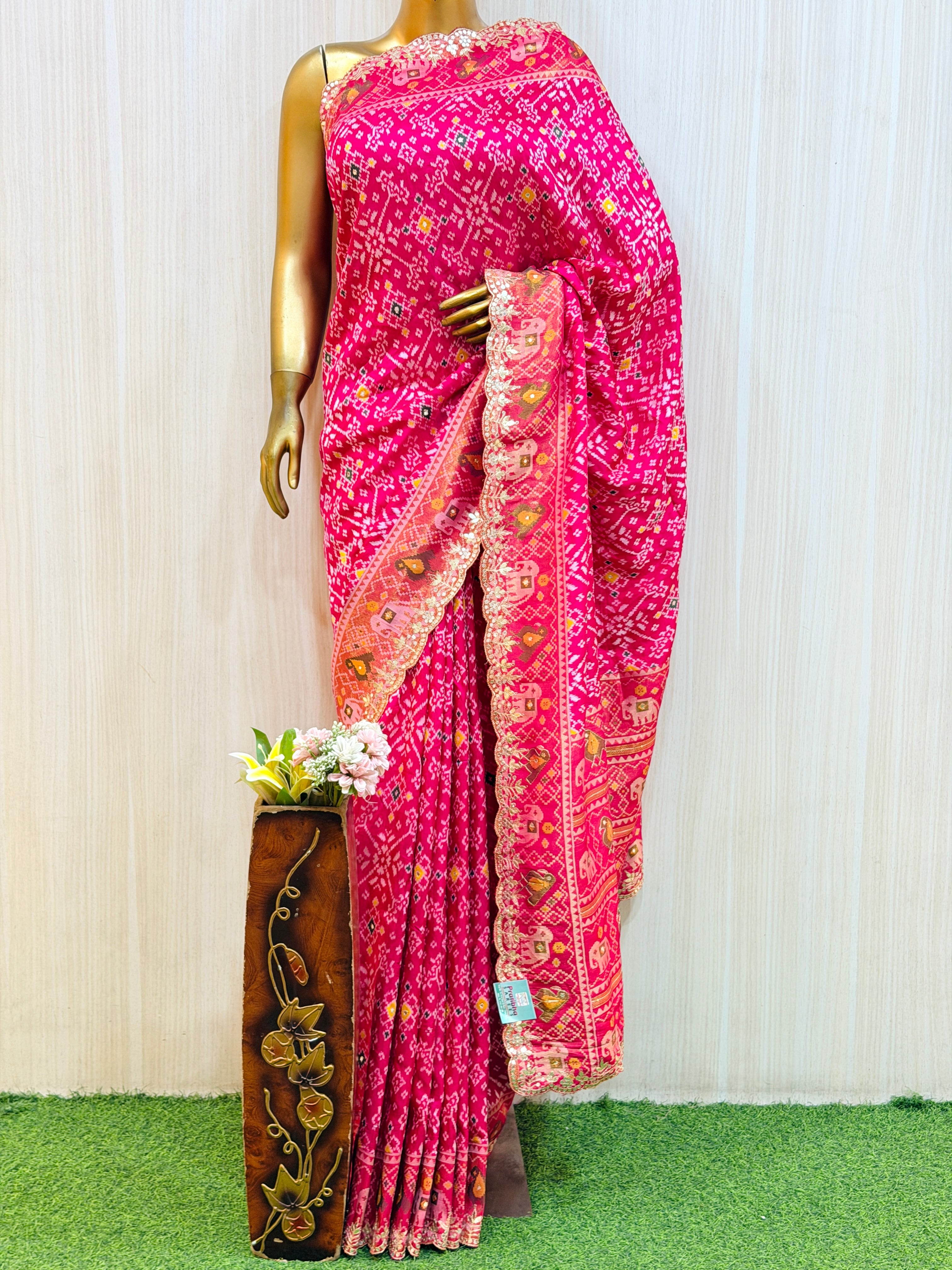 Ananya Rani Pink Traditional Patola Silk Saree