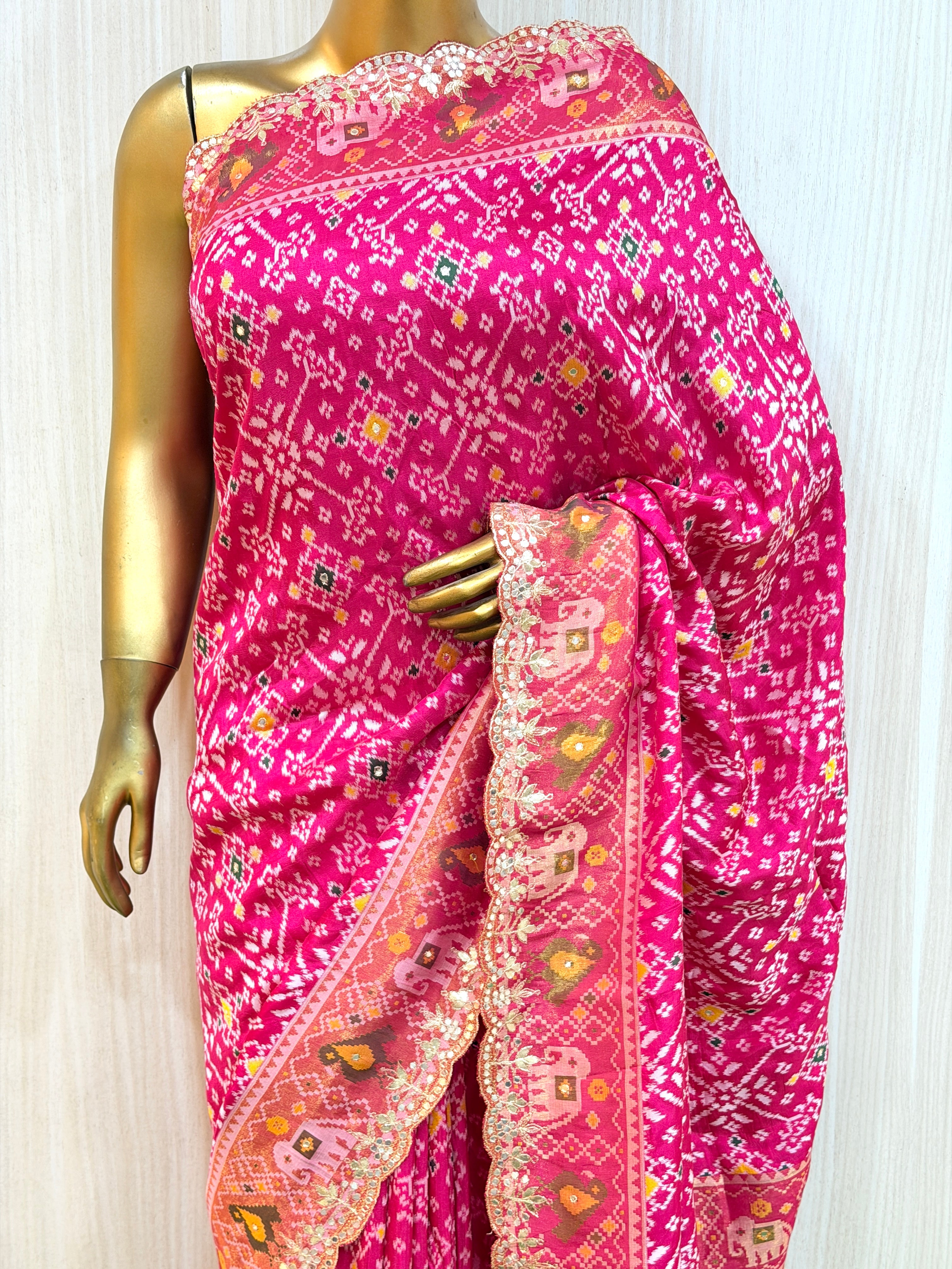Ananya Rani Pink Traditional Patola Silk Saree
