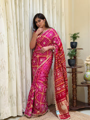 Nishtha Bandhani Gajji Silk Saree